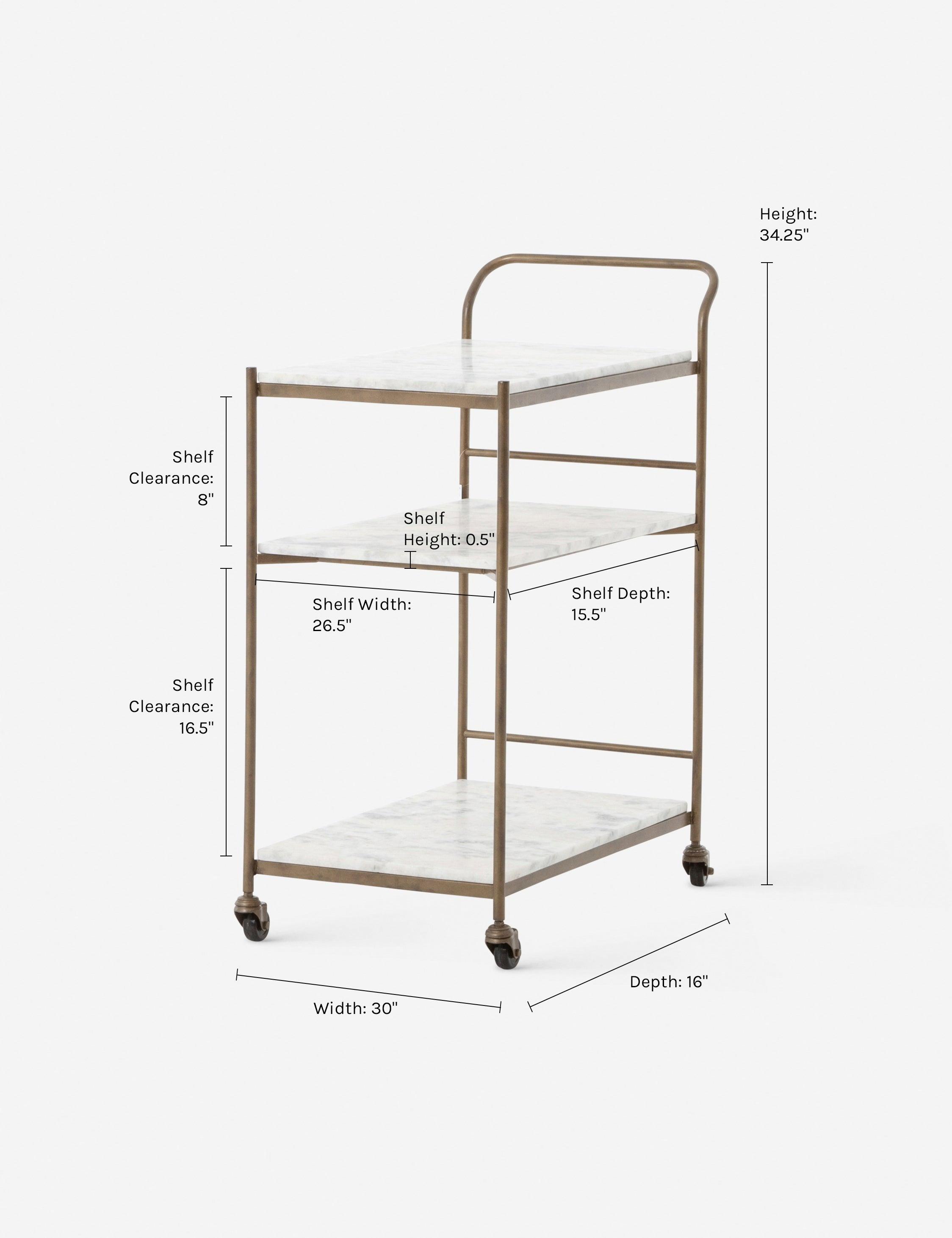 Evander Bar Cart - Antique Brass