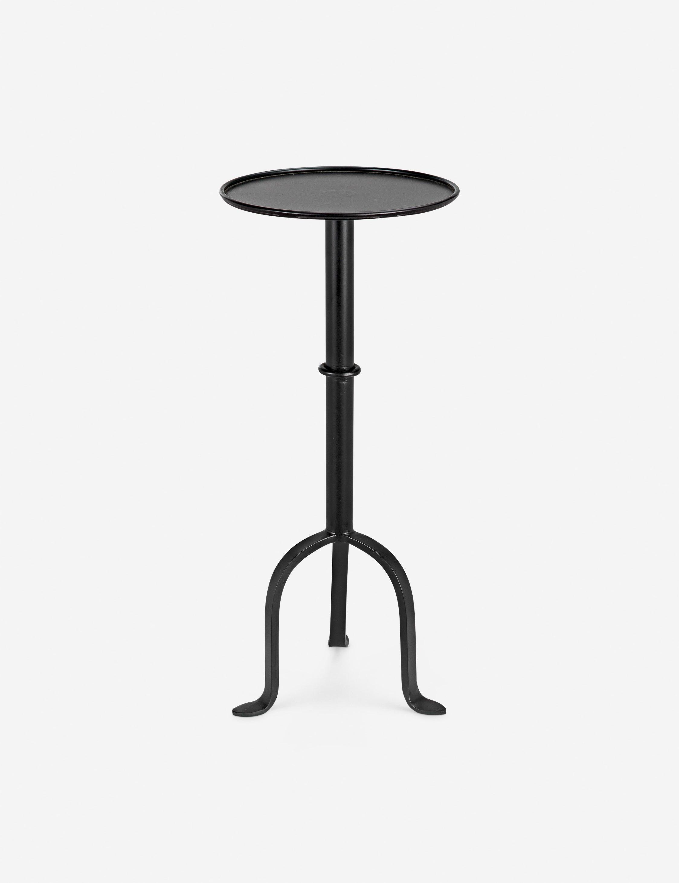 Victorian Inspired Round Black Metal & Glass Side Table