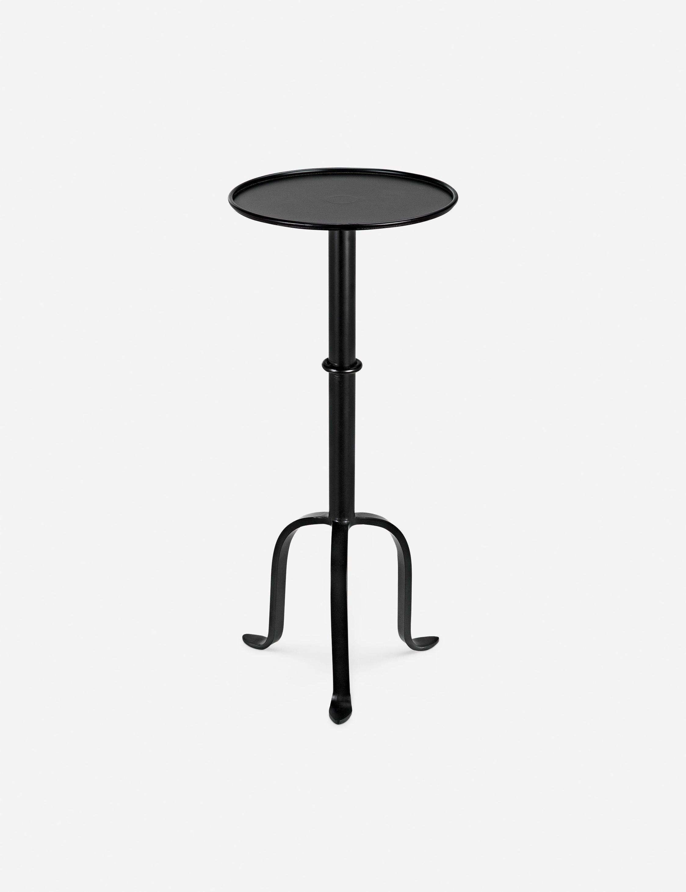 Victorian Inspired Round Black Metal & Glass Side Table