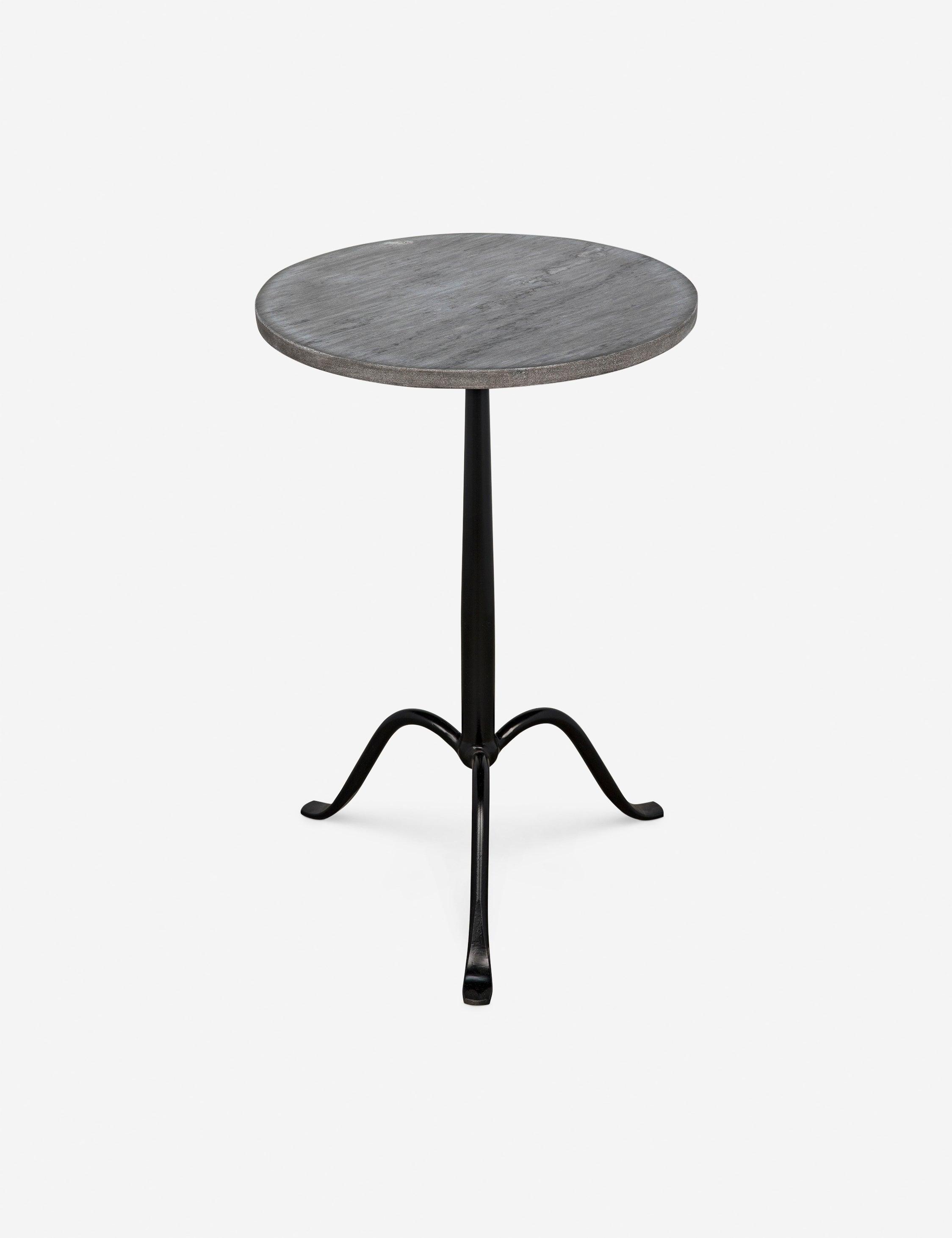 Cosmopolitan Black and Gray Marble Round Side Table
