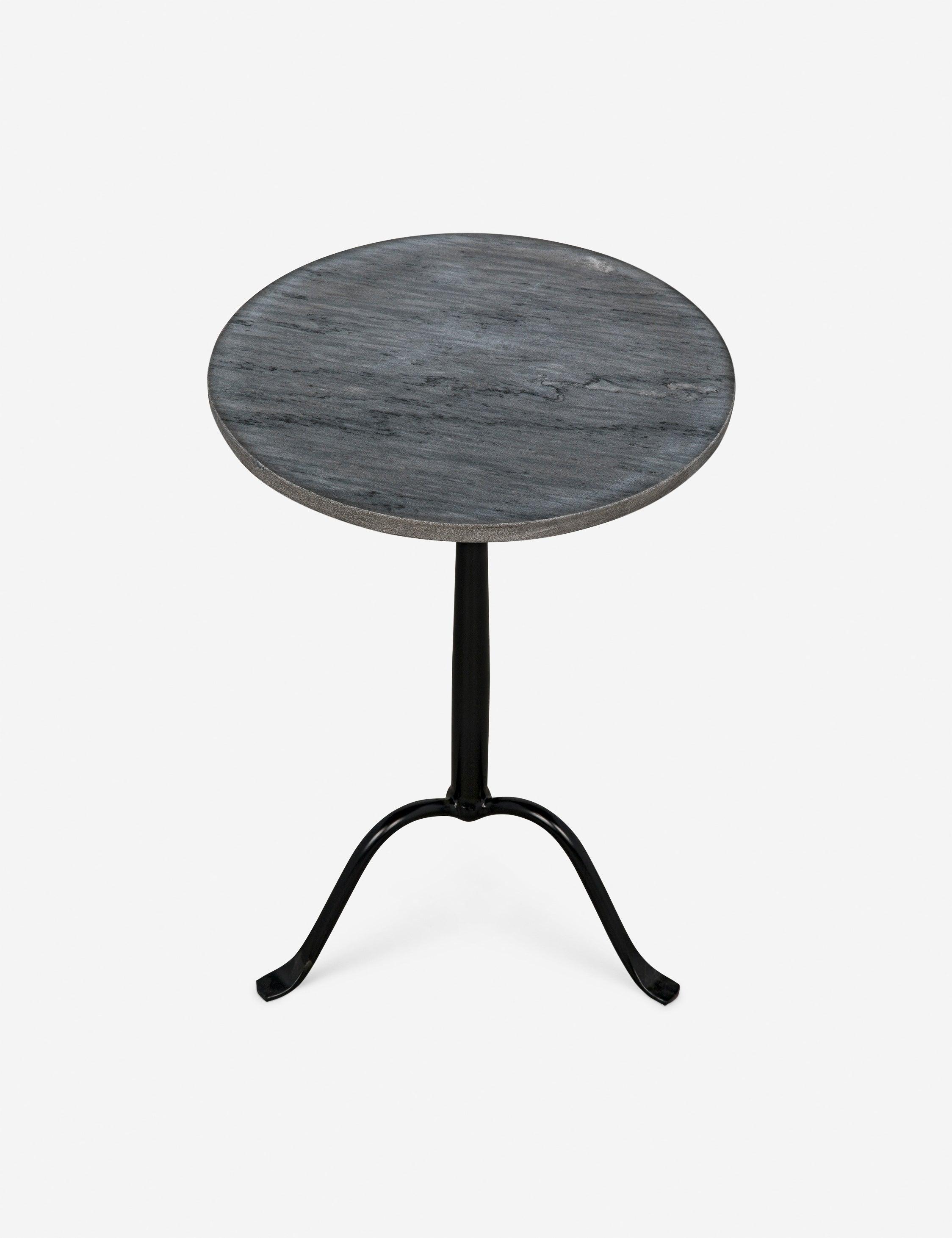Alfano Round Side Table - Black and Gray Marble