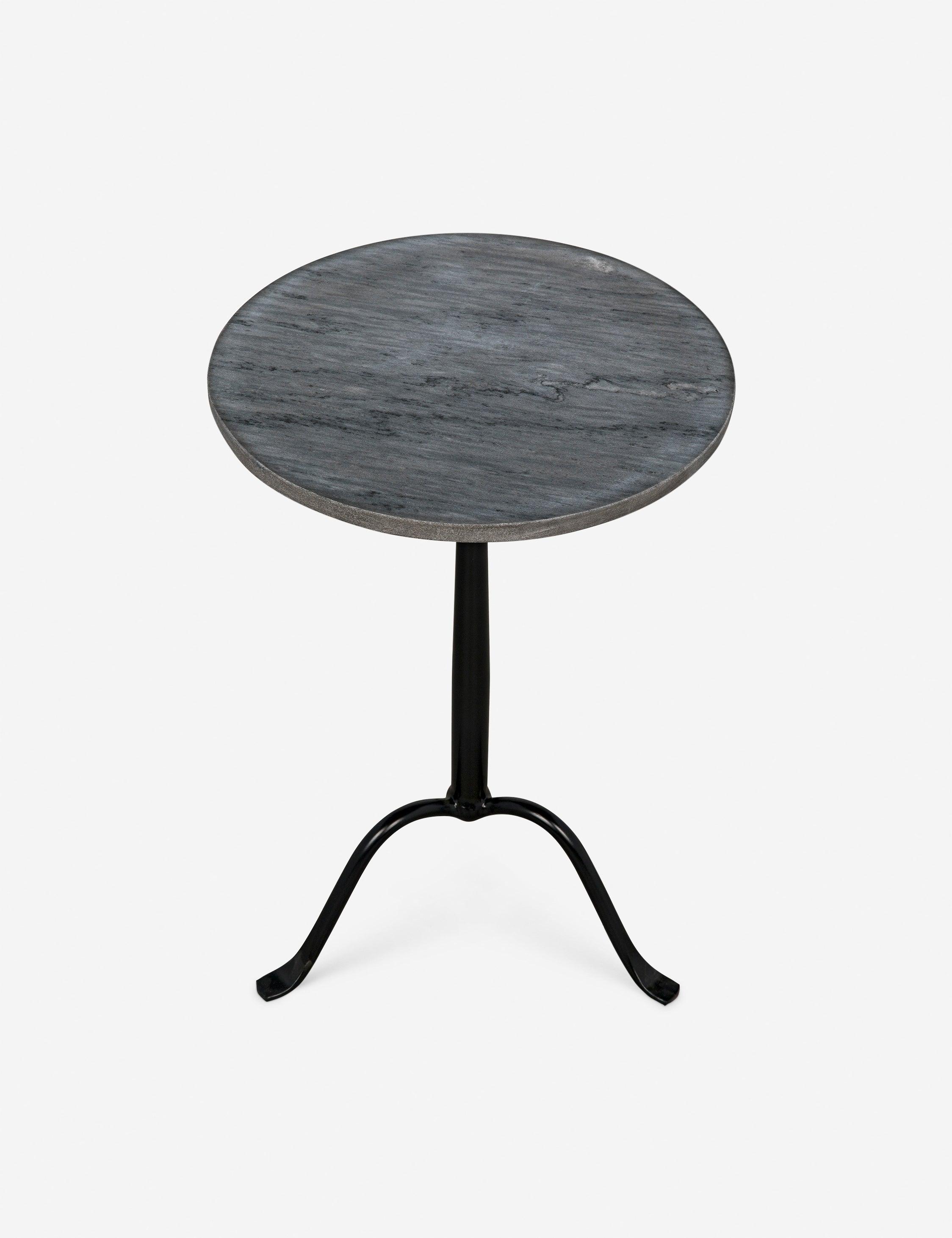 Cosmopolitan Black and Gray Marble Round Side Table