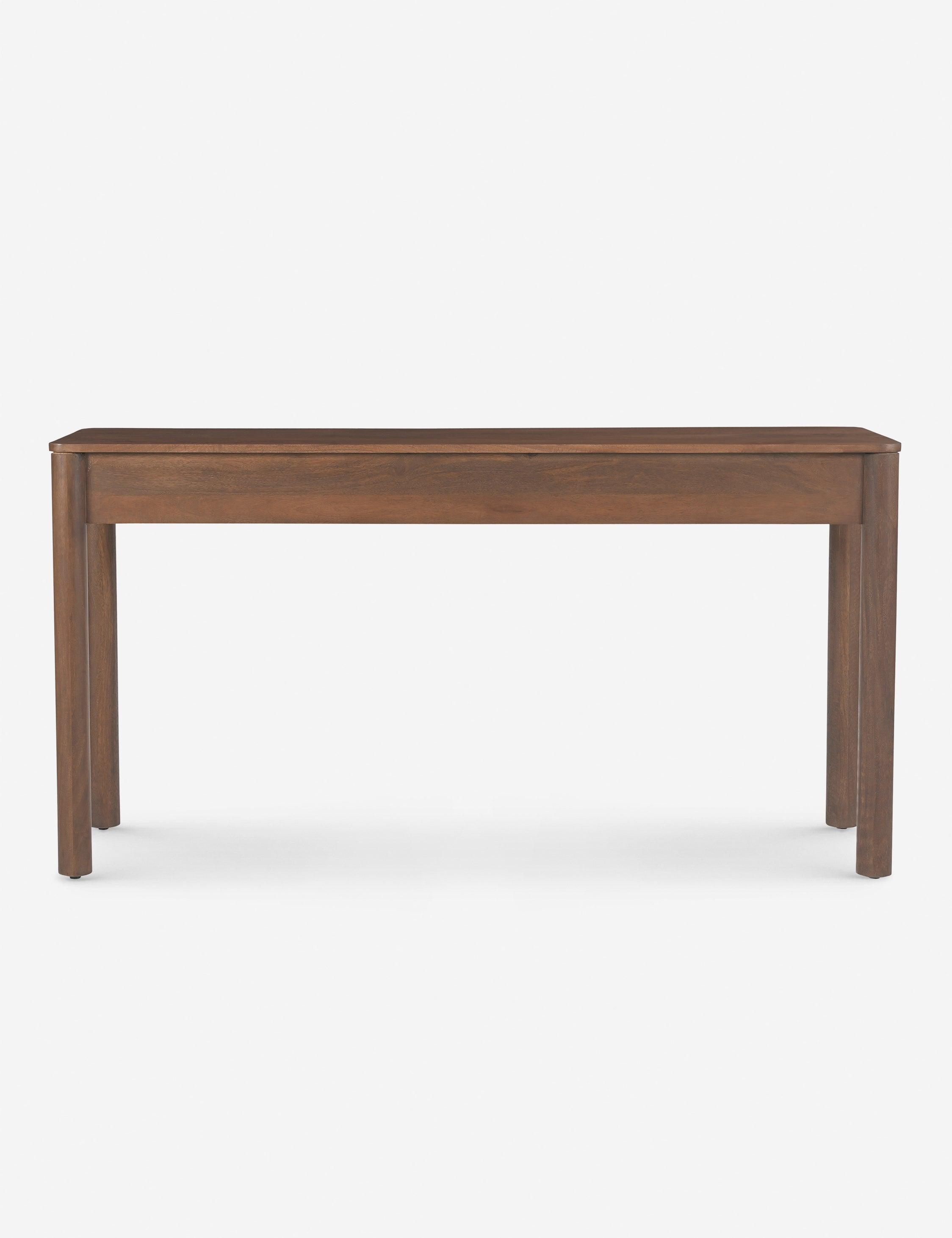 Brown Wood Console Table with Storage Drawers