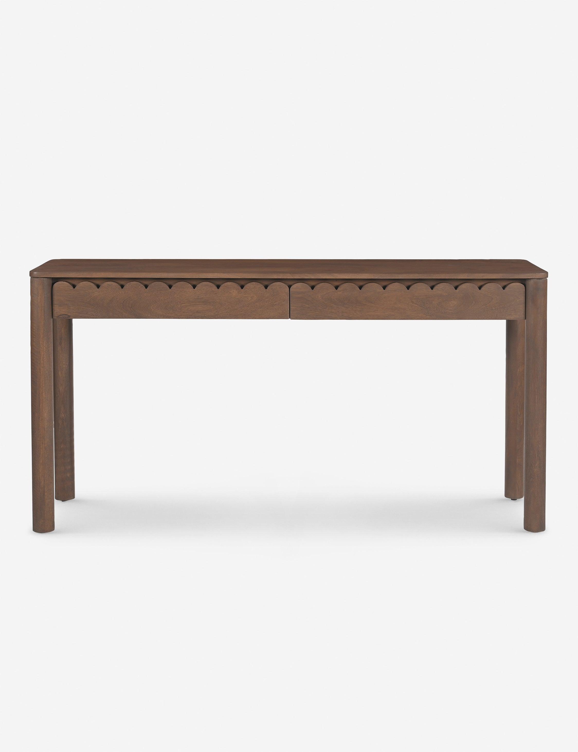 Brown Wood Console Table with Storage Drawers