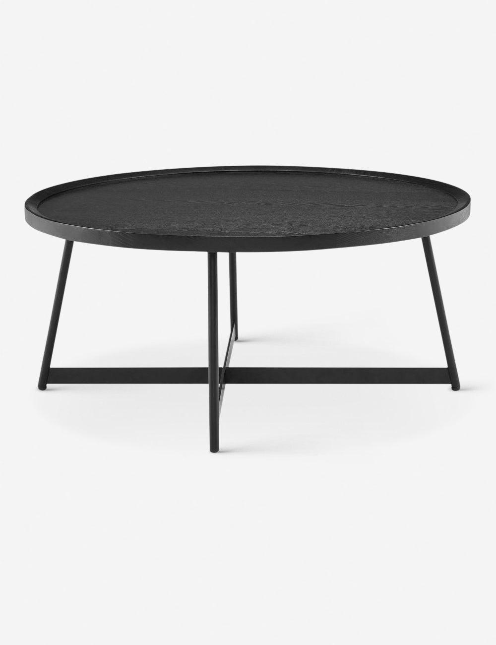 Niklaus 35" Symmetrical Round Coffee Table in Walnut and Black