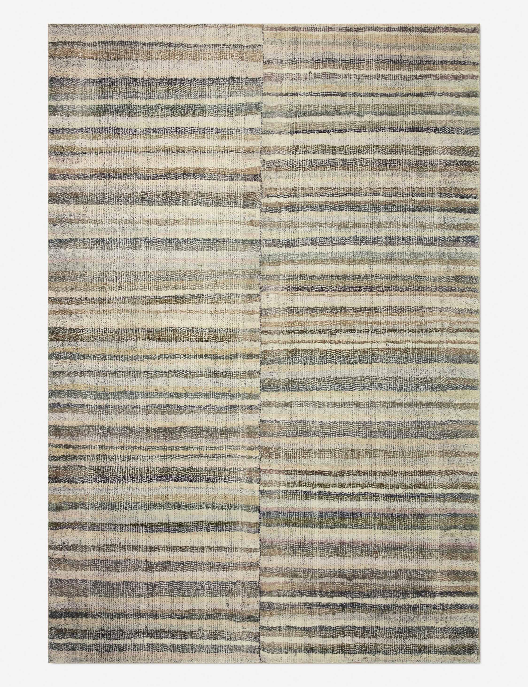 Humphrey Modern Plaid Runner Rug in Natural and Moss - 2'3" x 11'6"