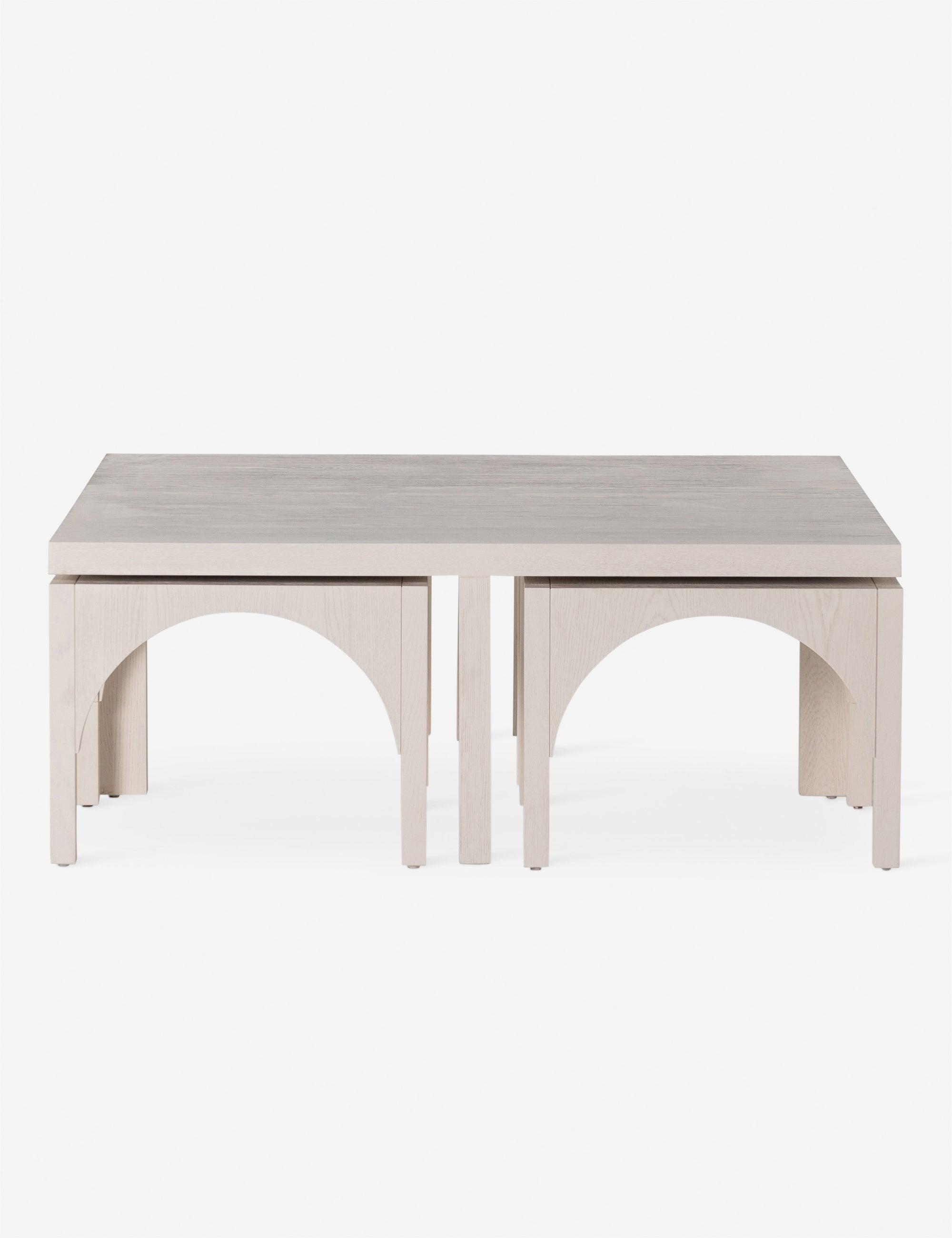 Whitewashed Oak Contemporary Nesting Square Coffee Table