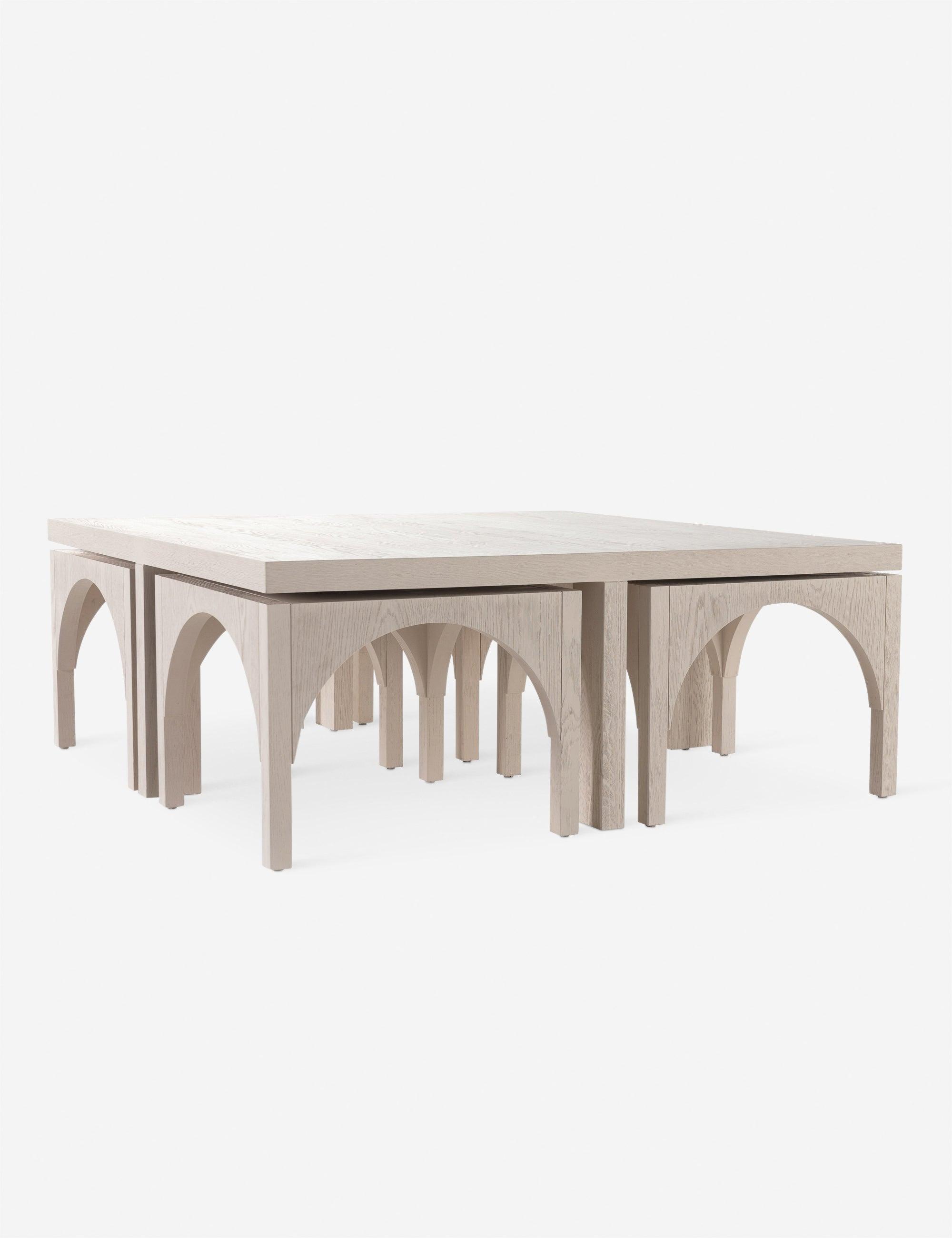 Whitewashed Oak Contemporary Nesting Square Coffee Table