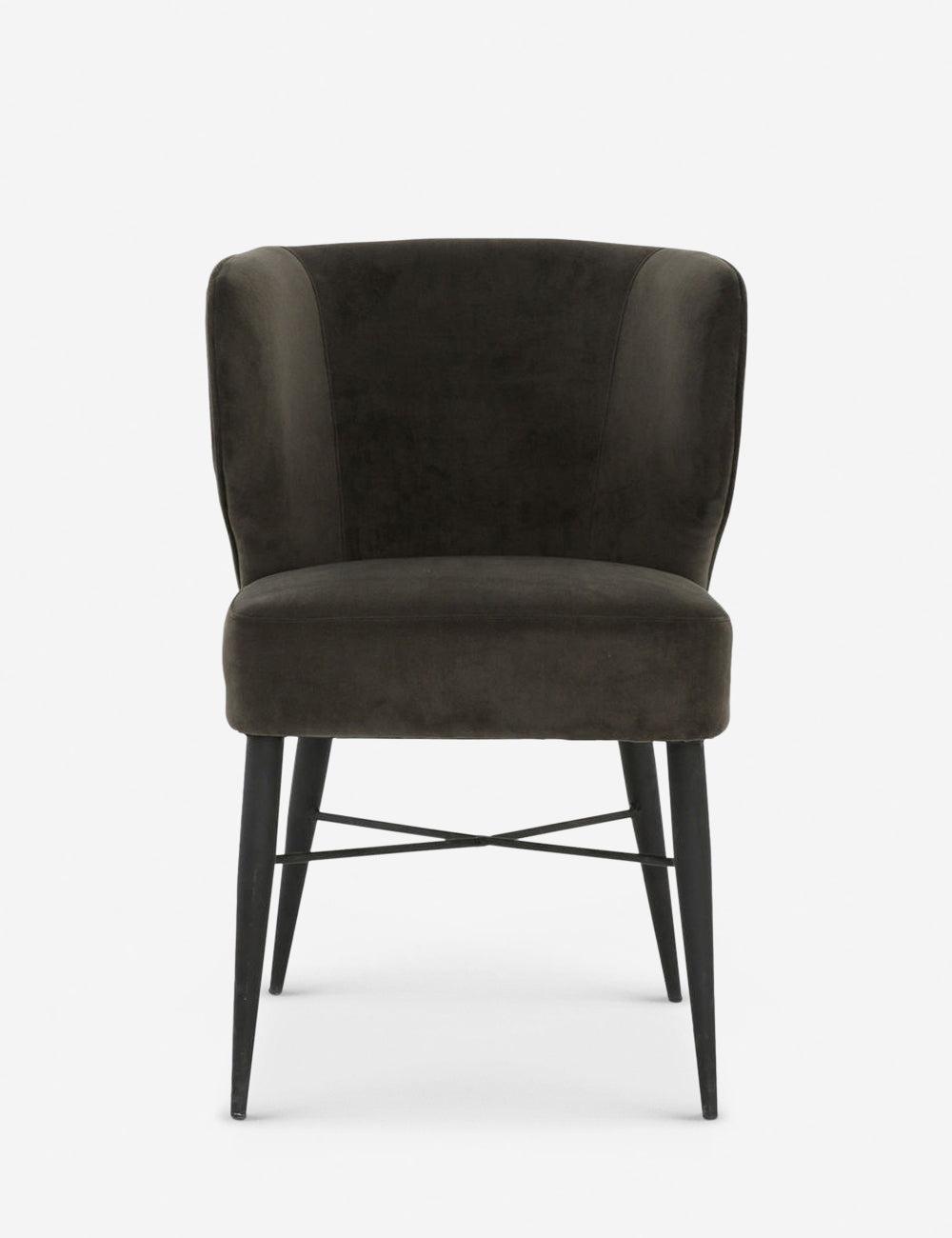 Modern Bella Smoke Linen Upholstered Parsons Chair with Tapered Iron Legs