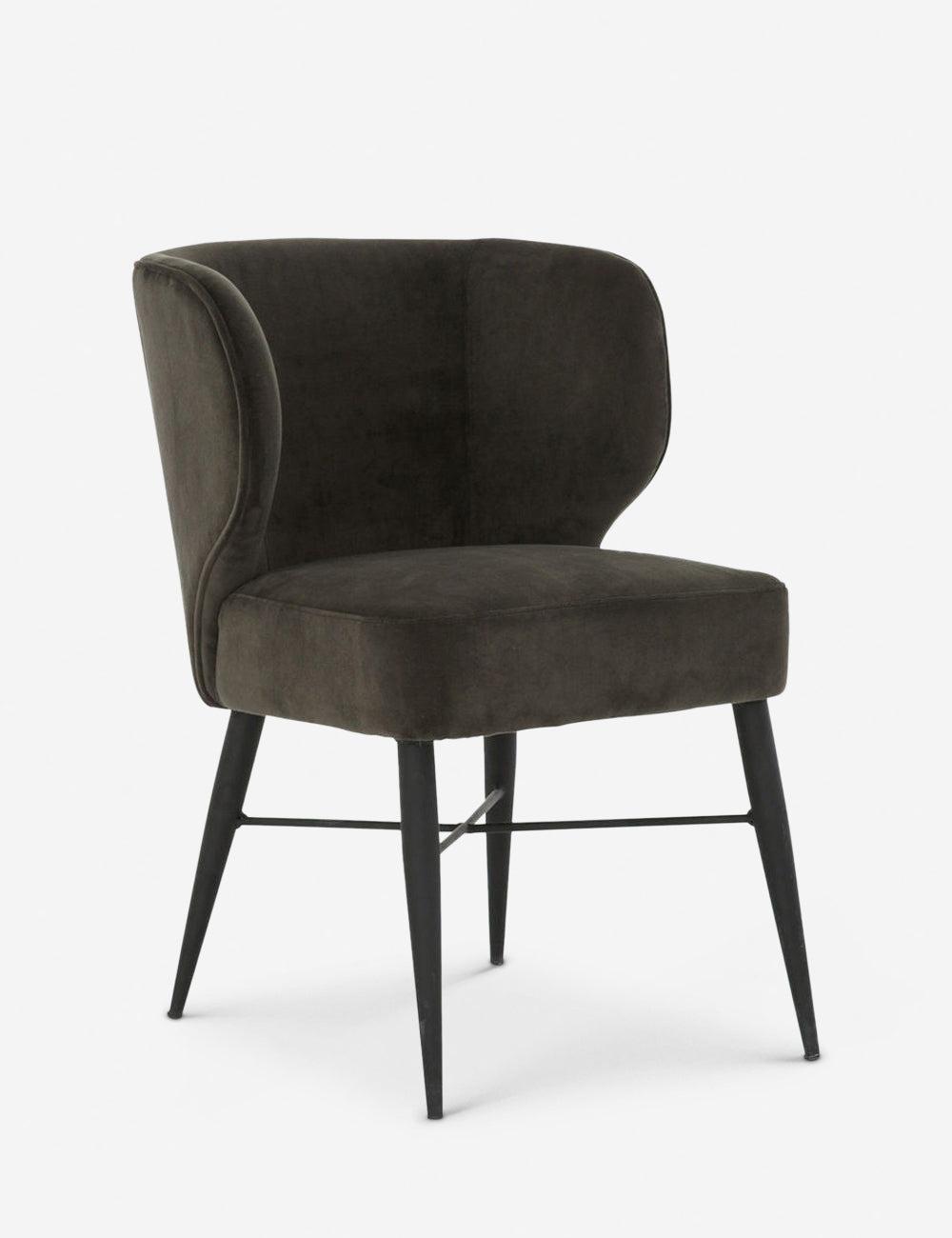 Modern Bella Smoke Linen Upholstered Parsons Chair with Tapered Iron Legs