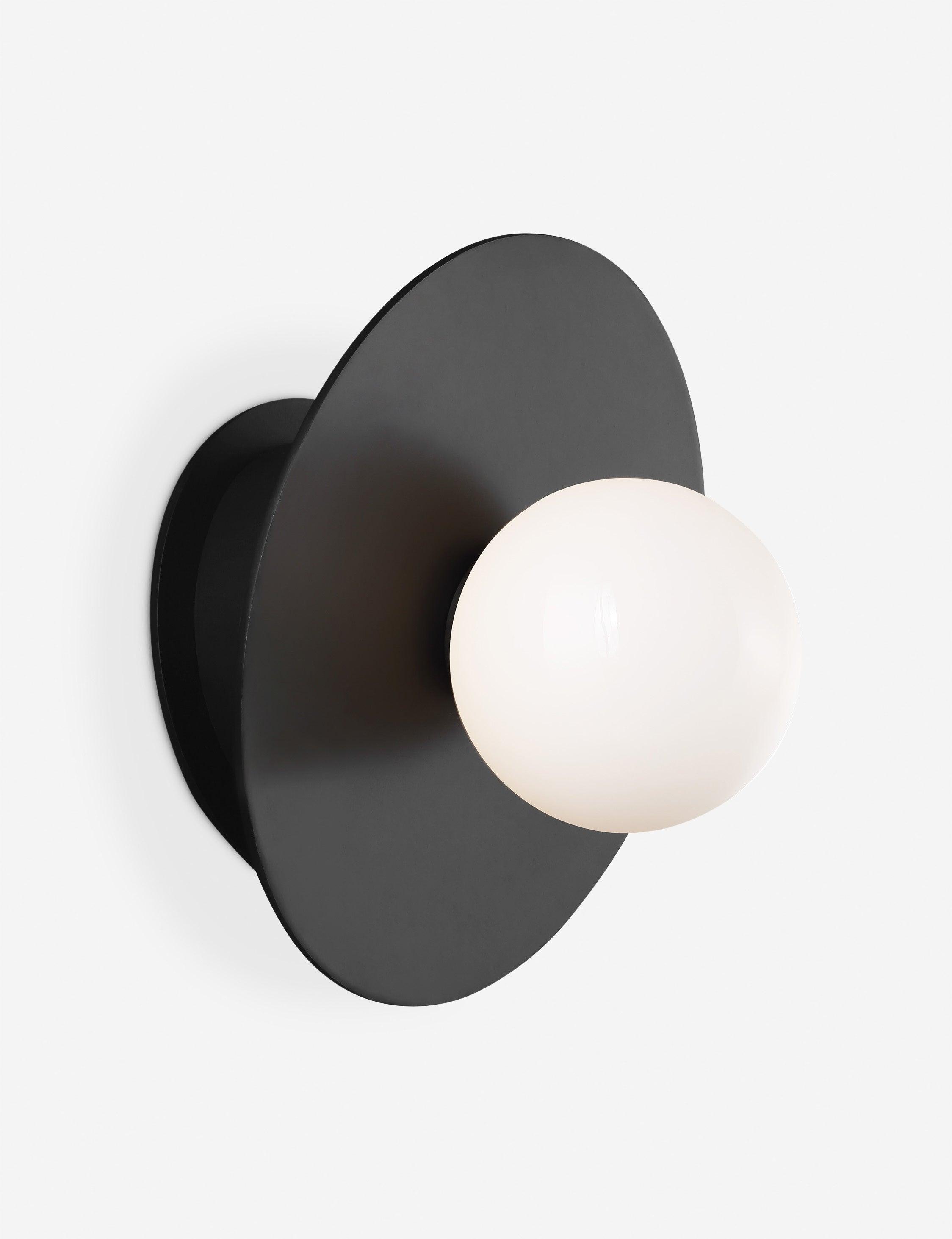 Midnight Black Dimmable Wall Sconce with Milk White Globe