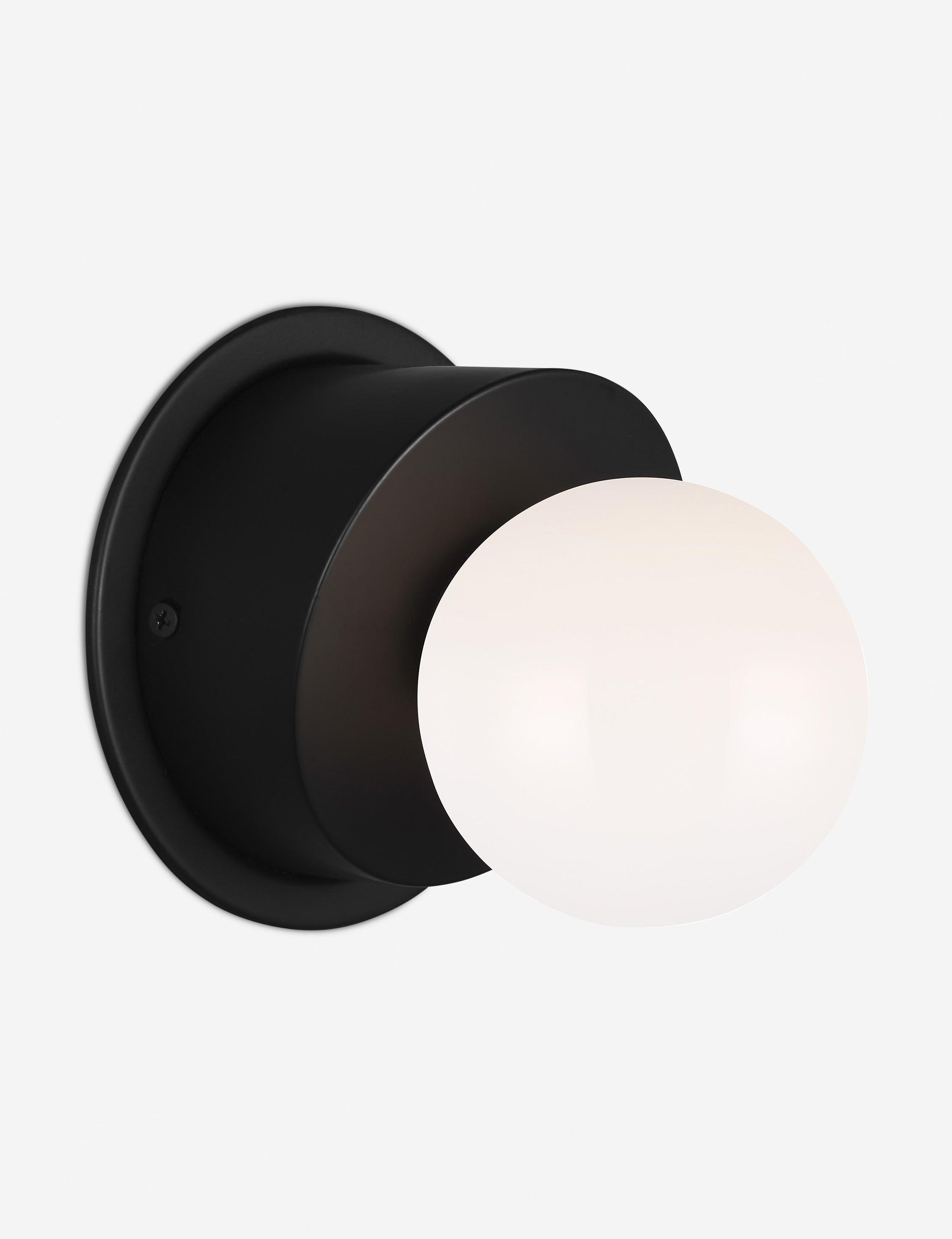 Midnight Black Dimmable Wall Sconce with Milk White Globe