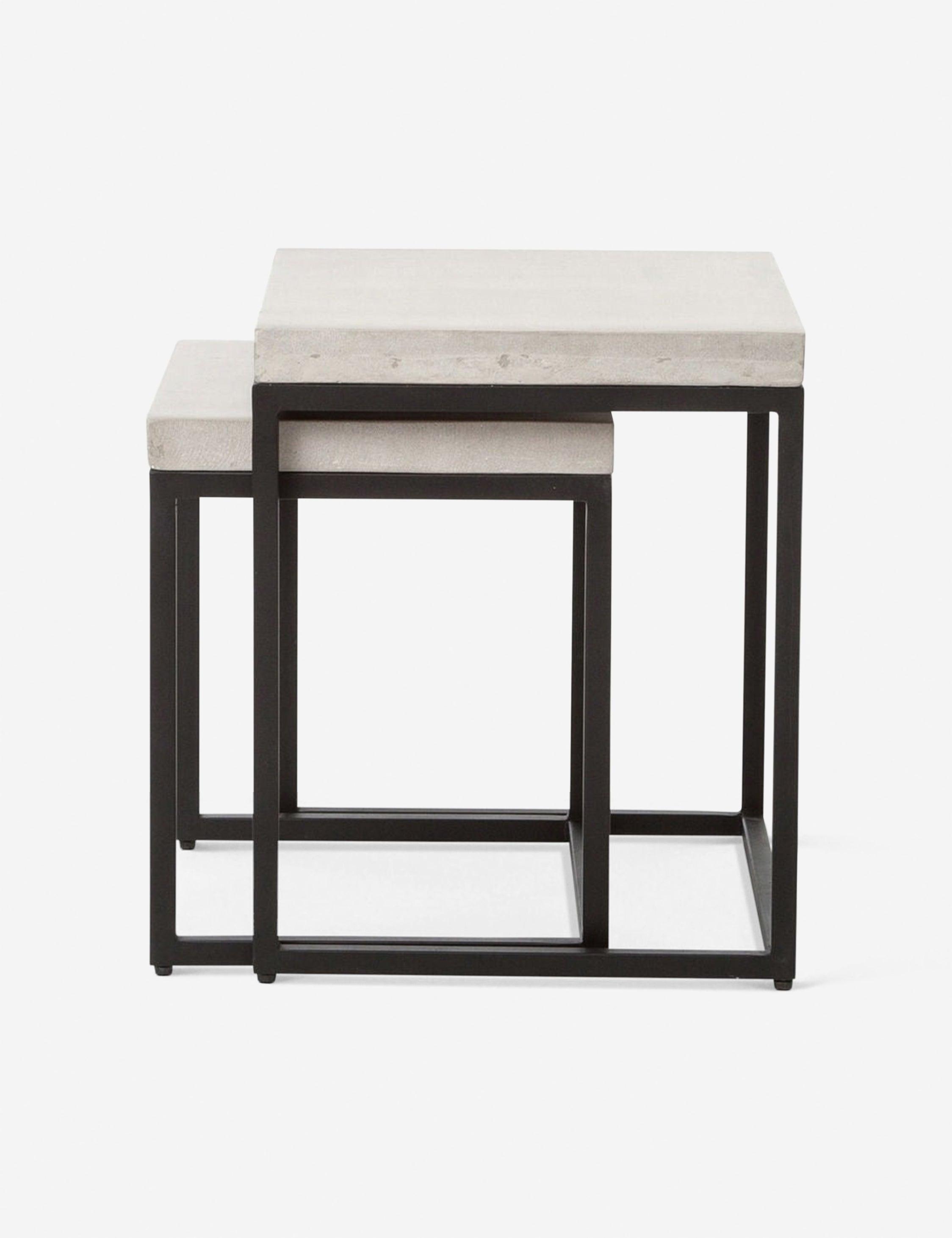 Maximus Square Concrete & Iron Nesting Side Tables Set