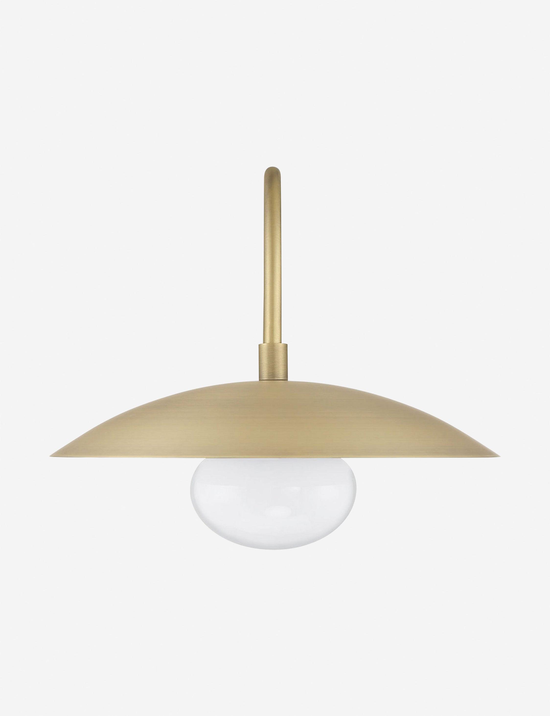 Modern Brass Curved Arm Sconce with Frosted Glass Globe