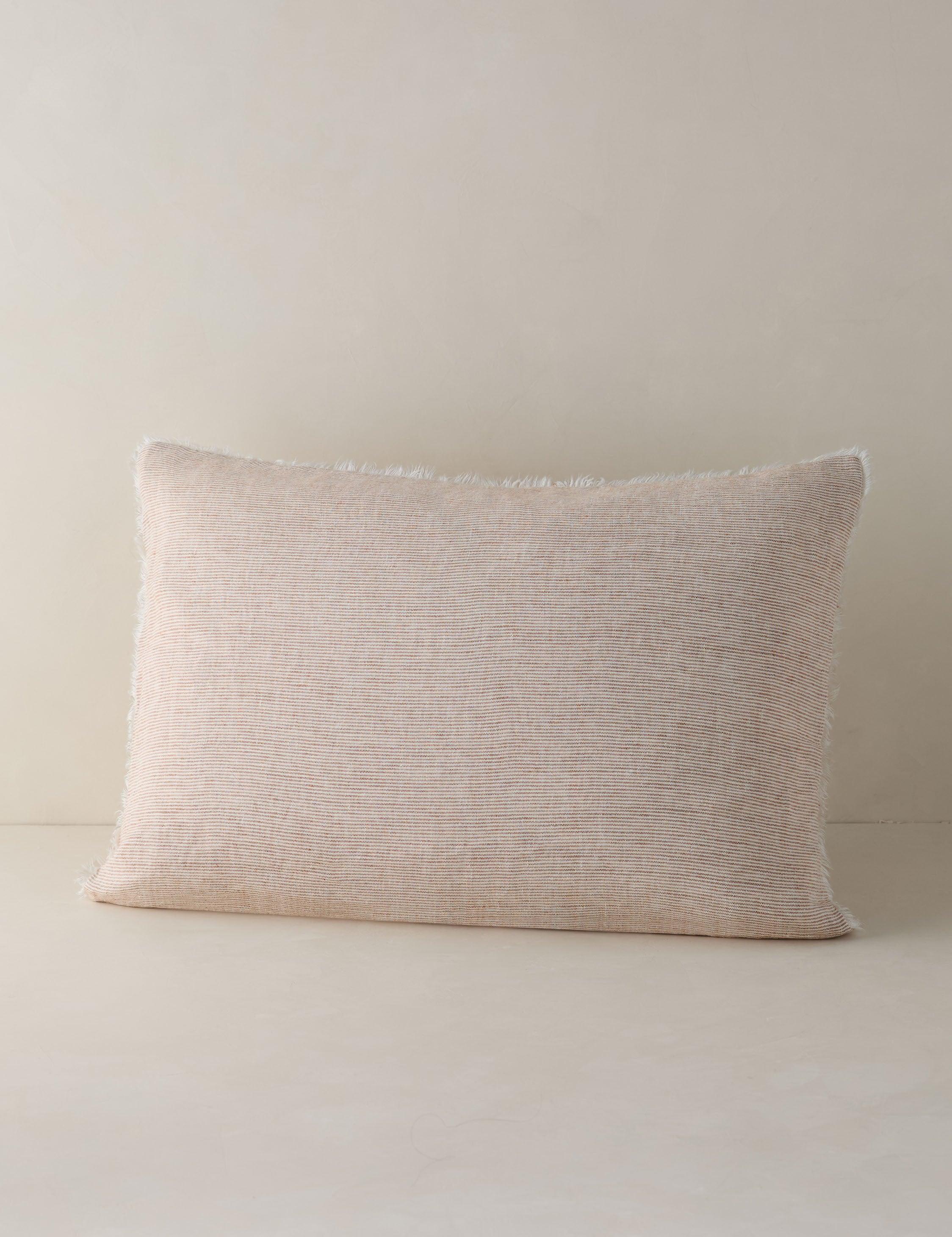 Terra Cotta Linen Standard Sham with Frayed Edges and Heathered Texture