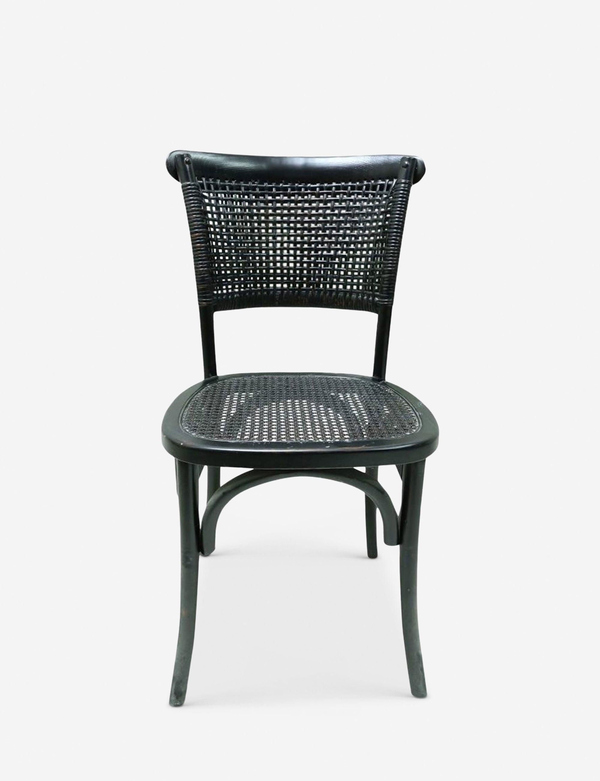 Transitional Rustic Black Wood & Cane Side Chair