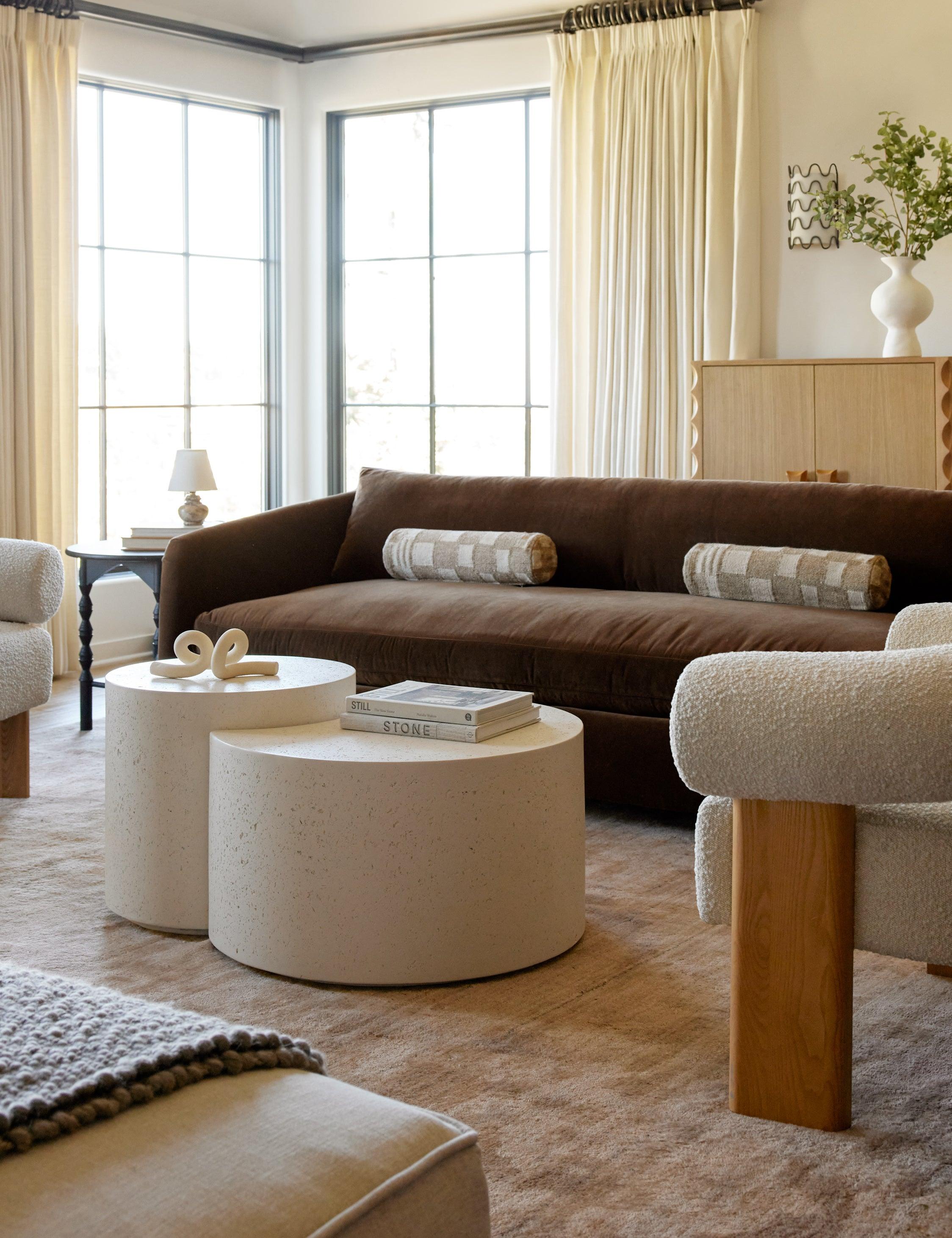 Modern Coral-Inspired White Concrete Nesting Coffee Table Set