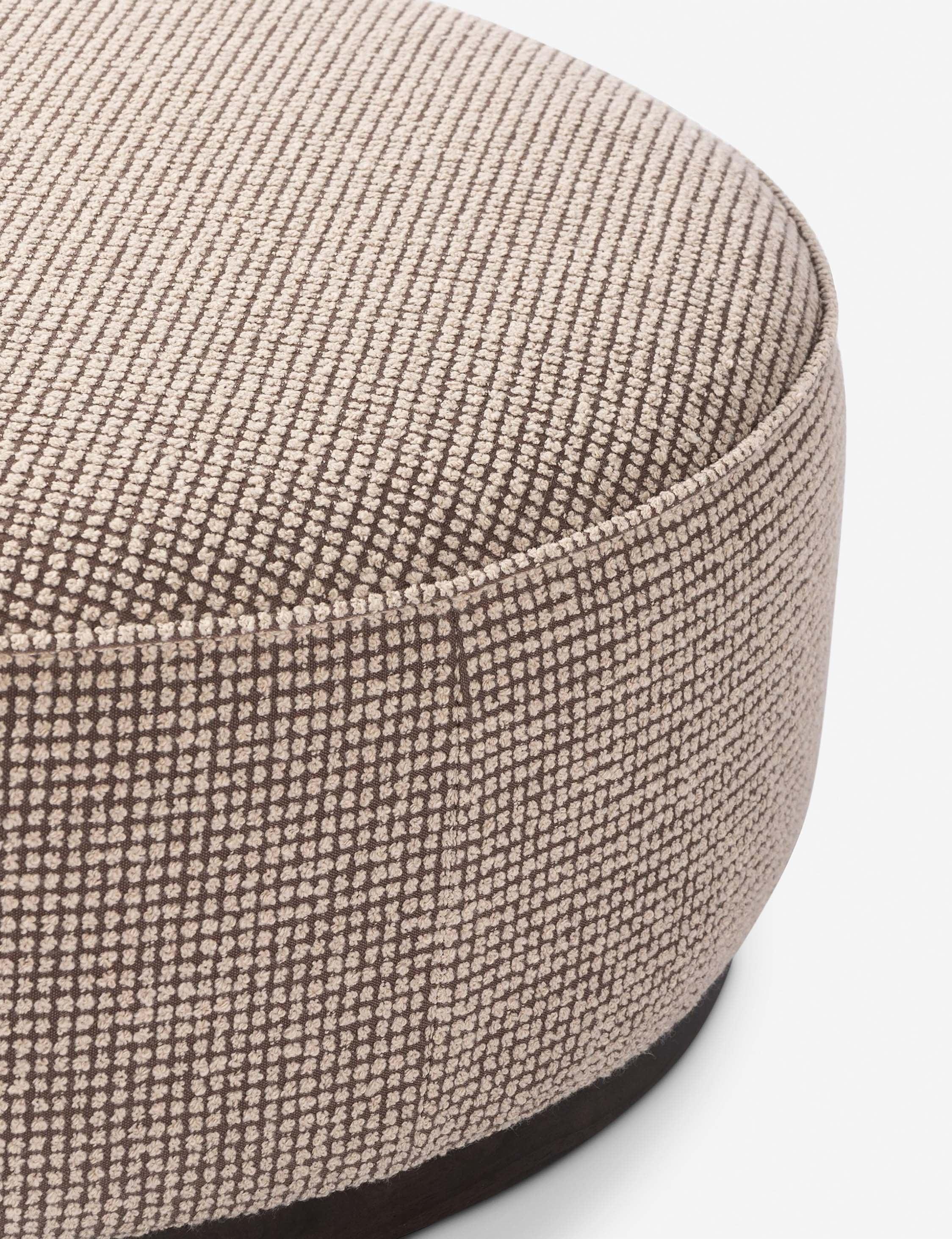 Aldora Round Ottoman - Taupe Weave