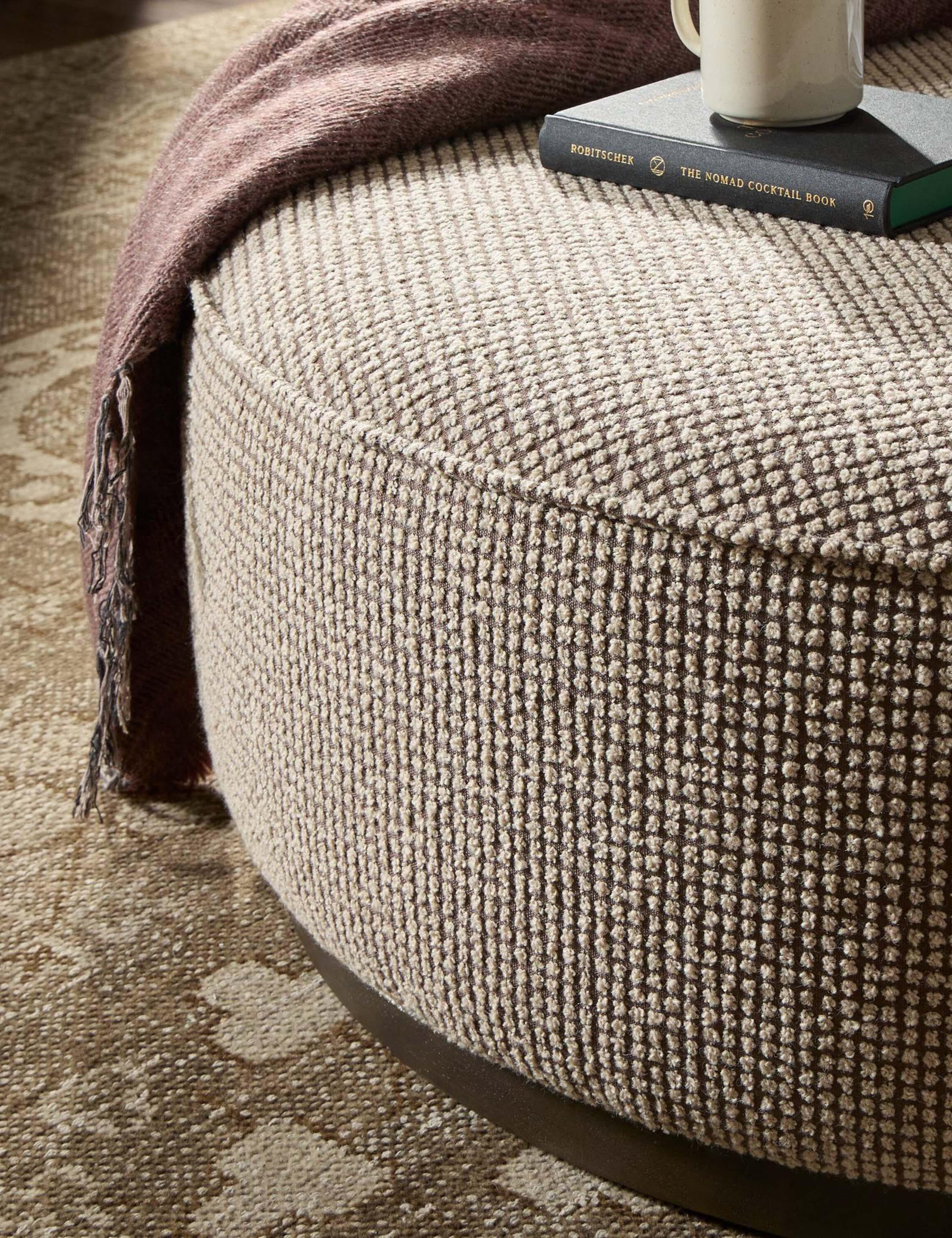 Aldora Round Ottoman - Taupe Weave
