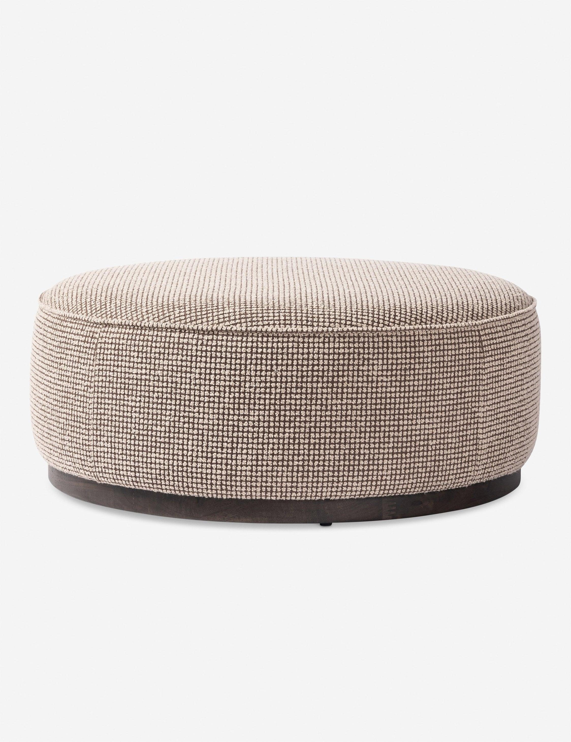 Aldora Round Ottoman - Taupe Weave