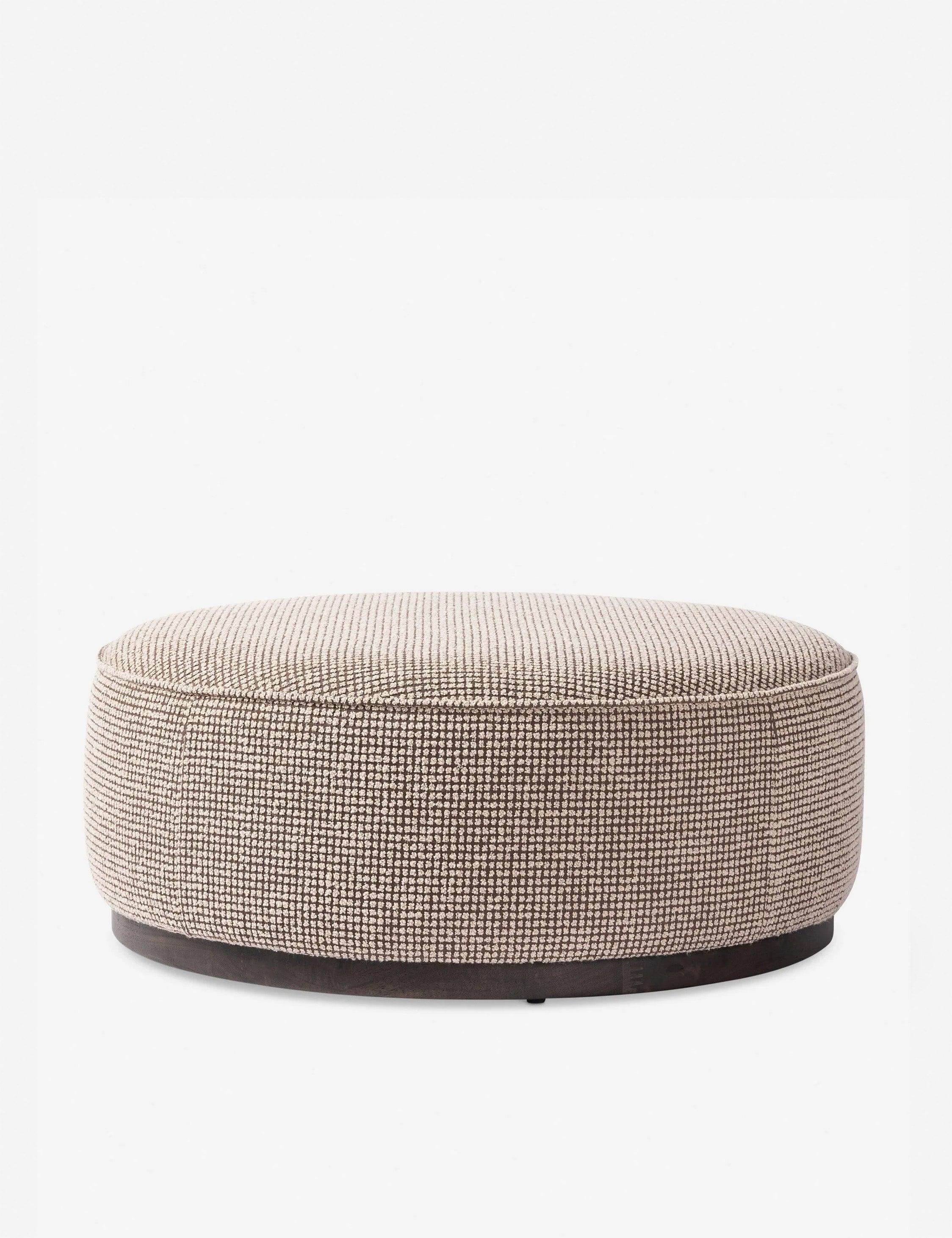 Aldora Round Ottoman - Taupe Weave