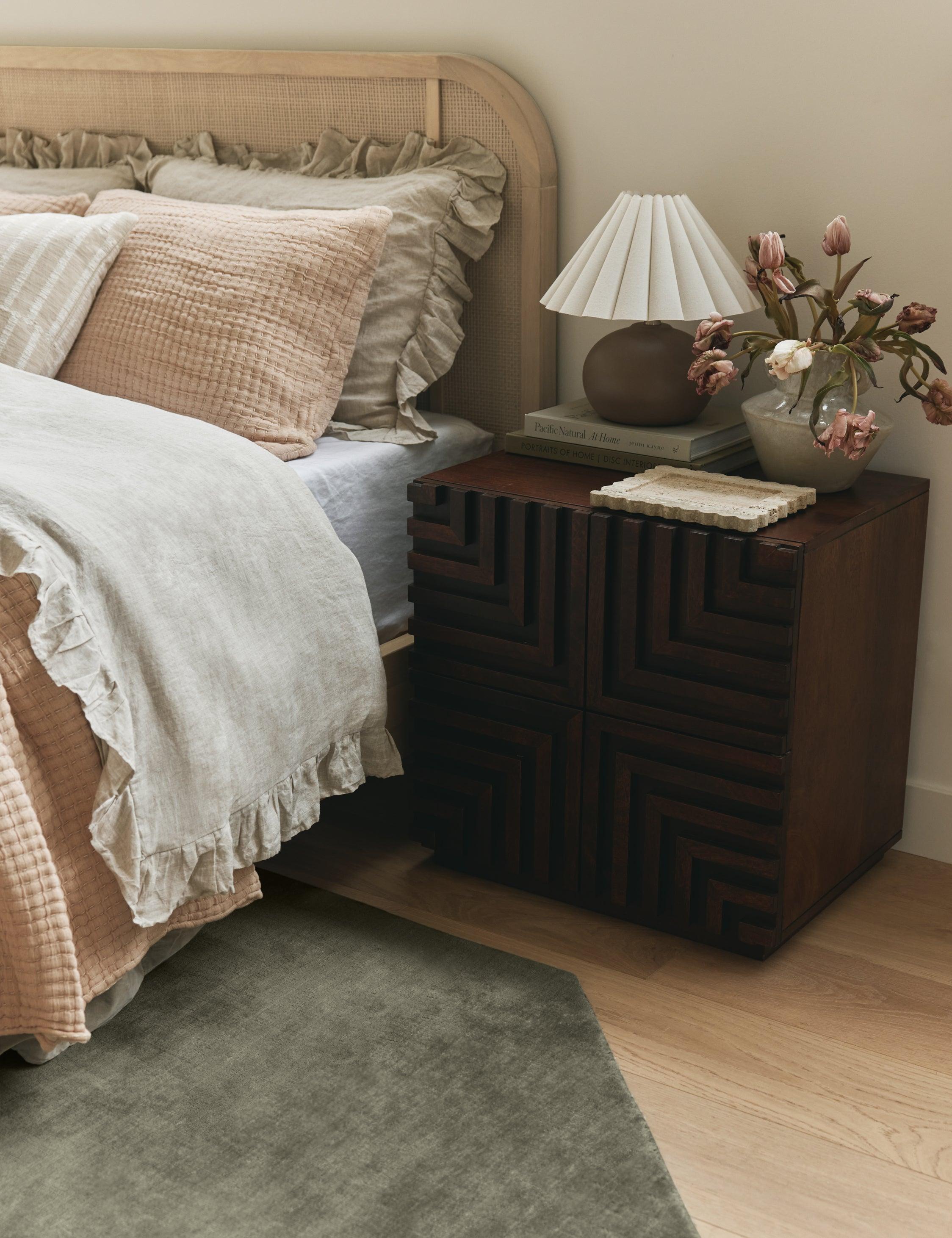 Cinzia Dark Brown Solid Hardwood 2-Drawer Nightstand