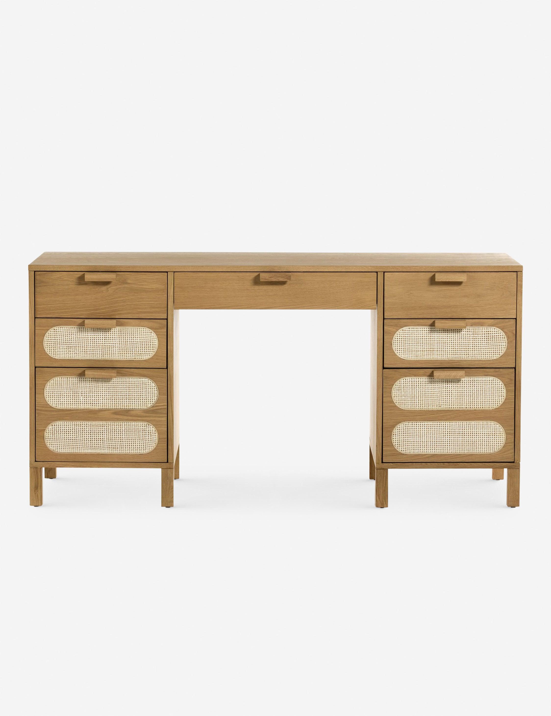 Verna Executive Desk - Honey Oak