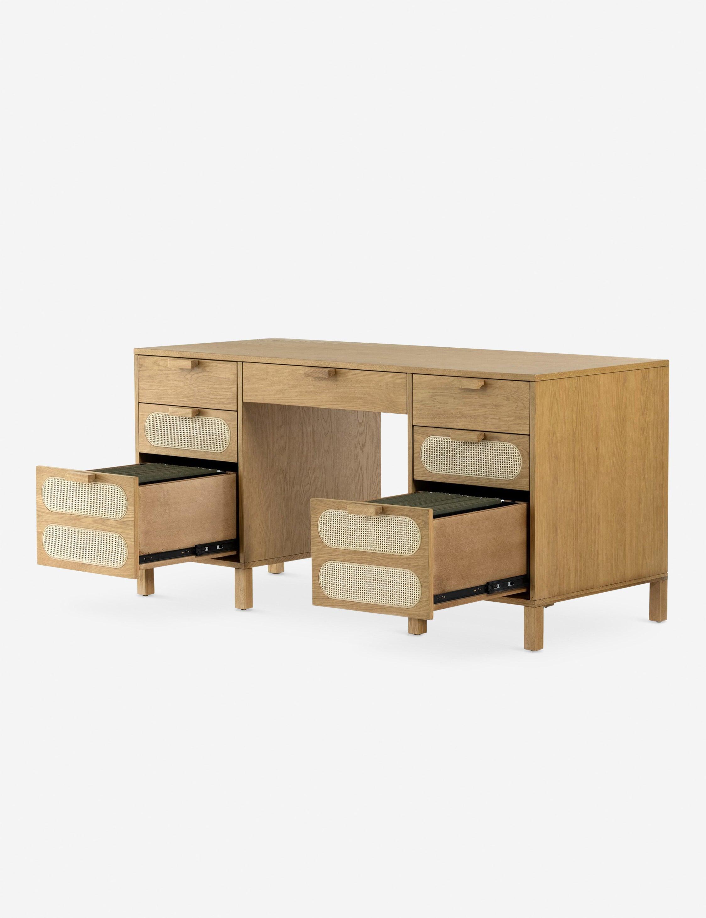 Verna Executive Desk - Honey Oak