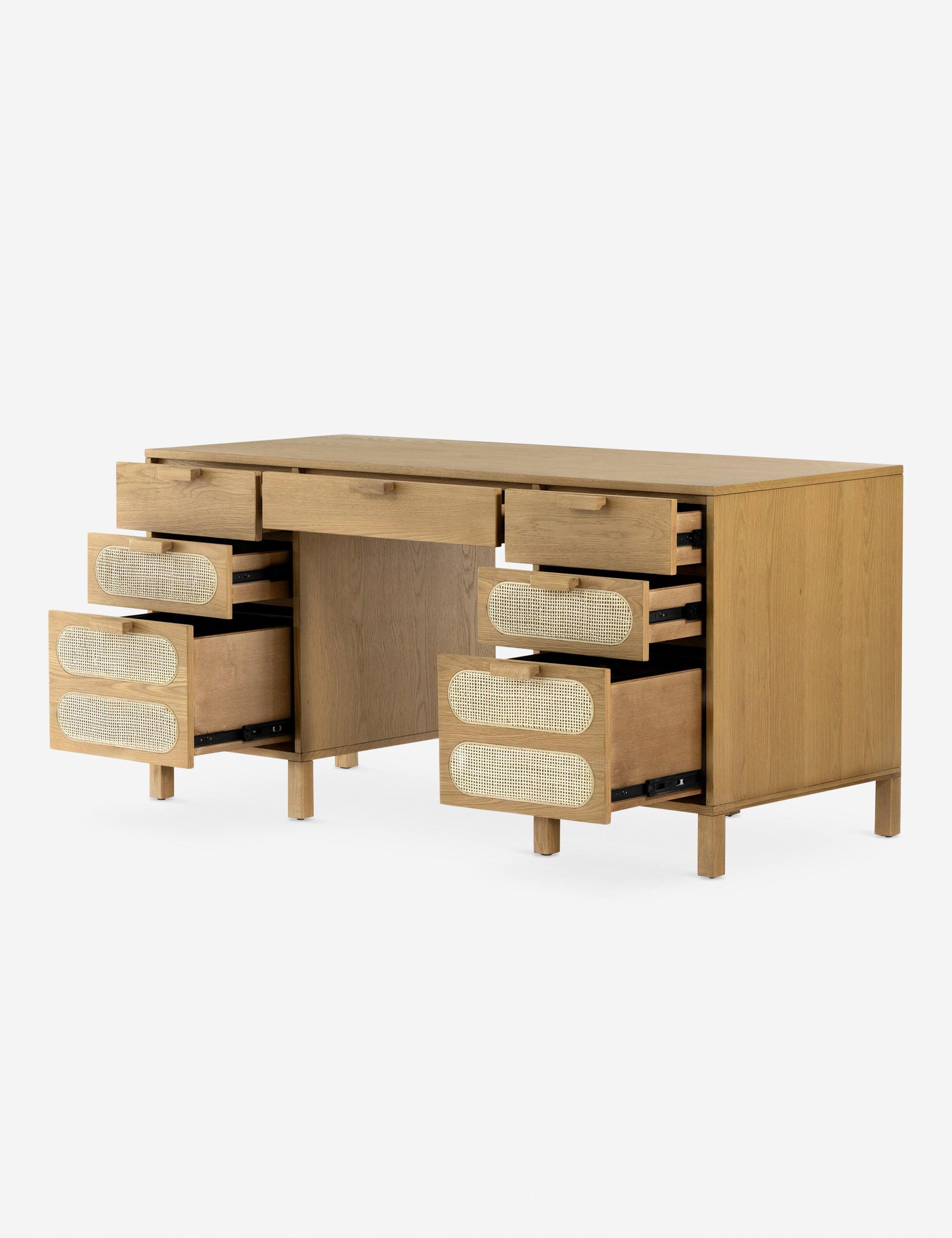 Verna Executive Desk - Honey Oak