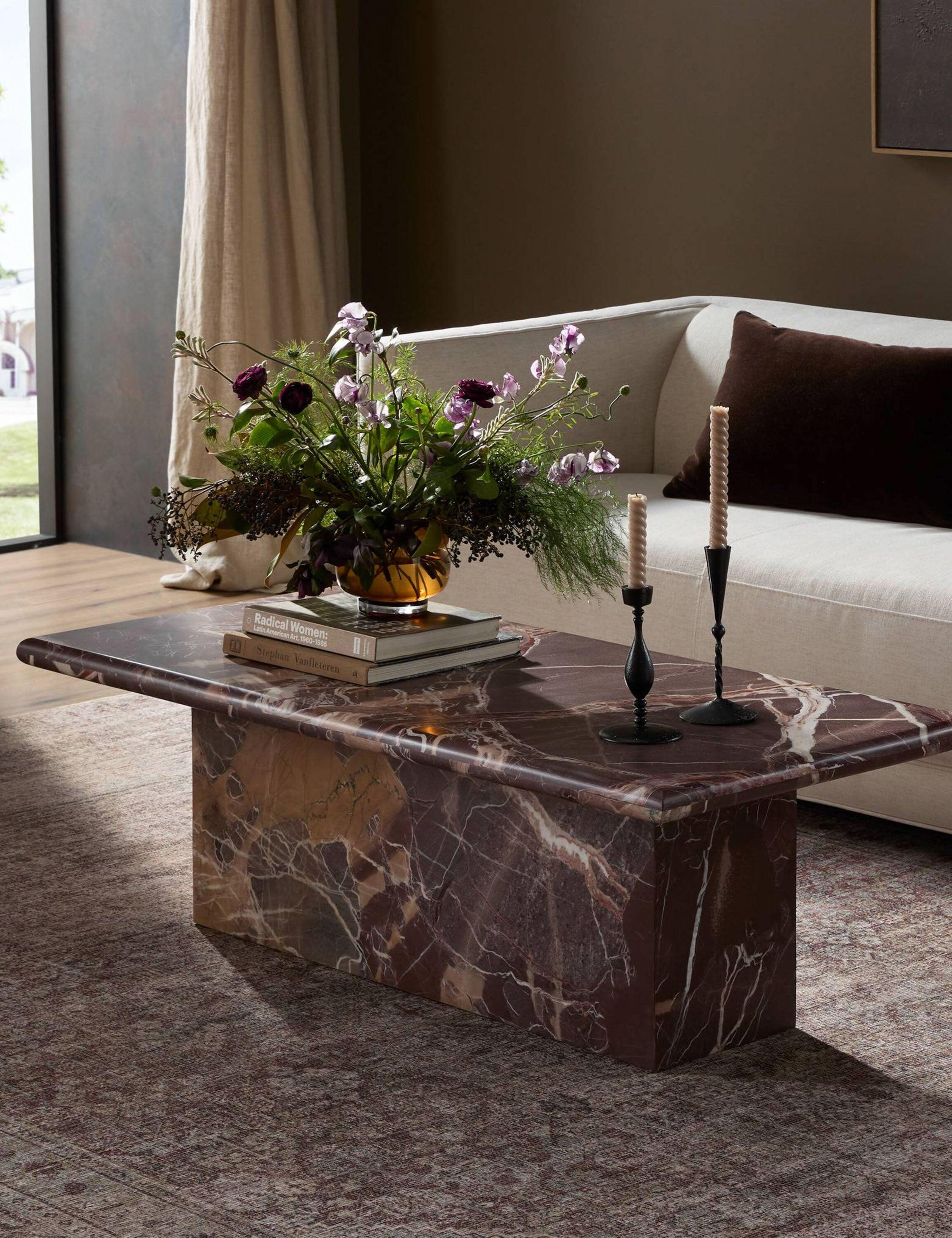 Leonel Coffee Table - Merlot Marble