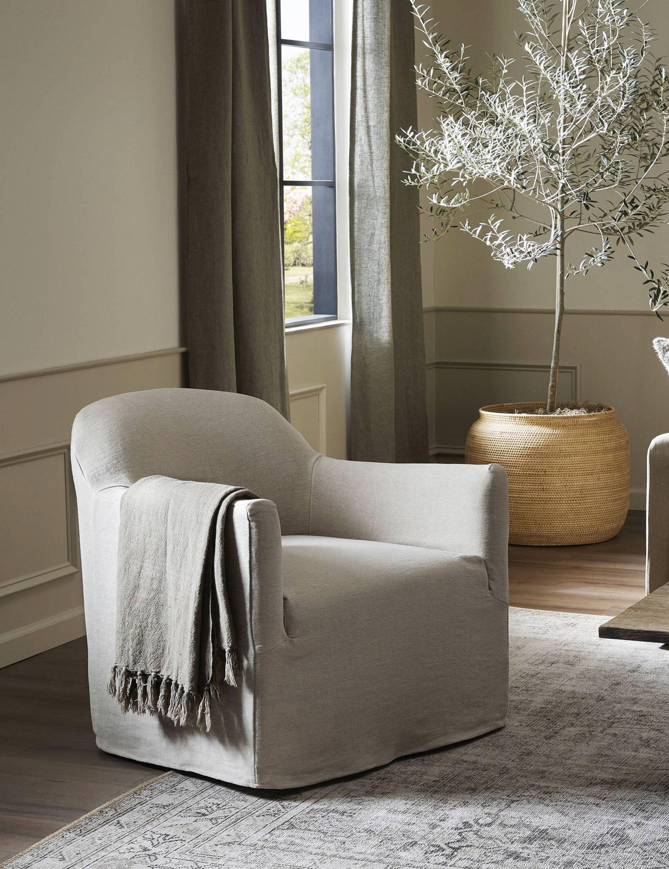 Lowell Slipcover Swivel Chair by Amber Lewis x Four Hands - Dune