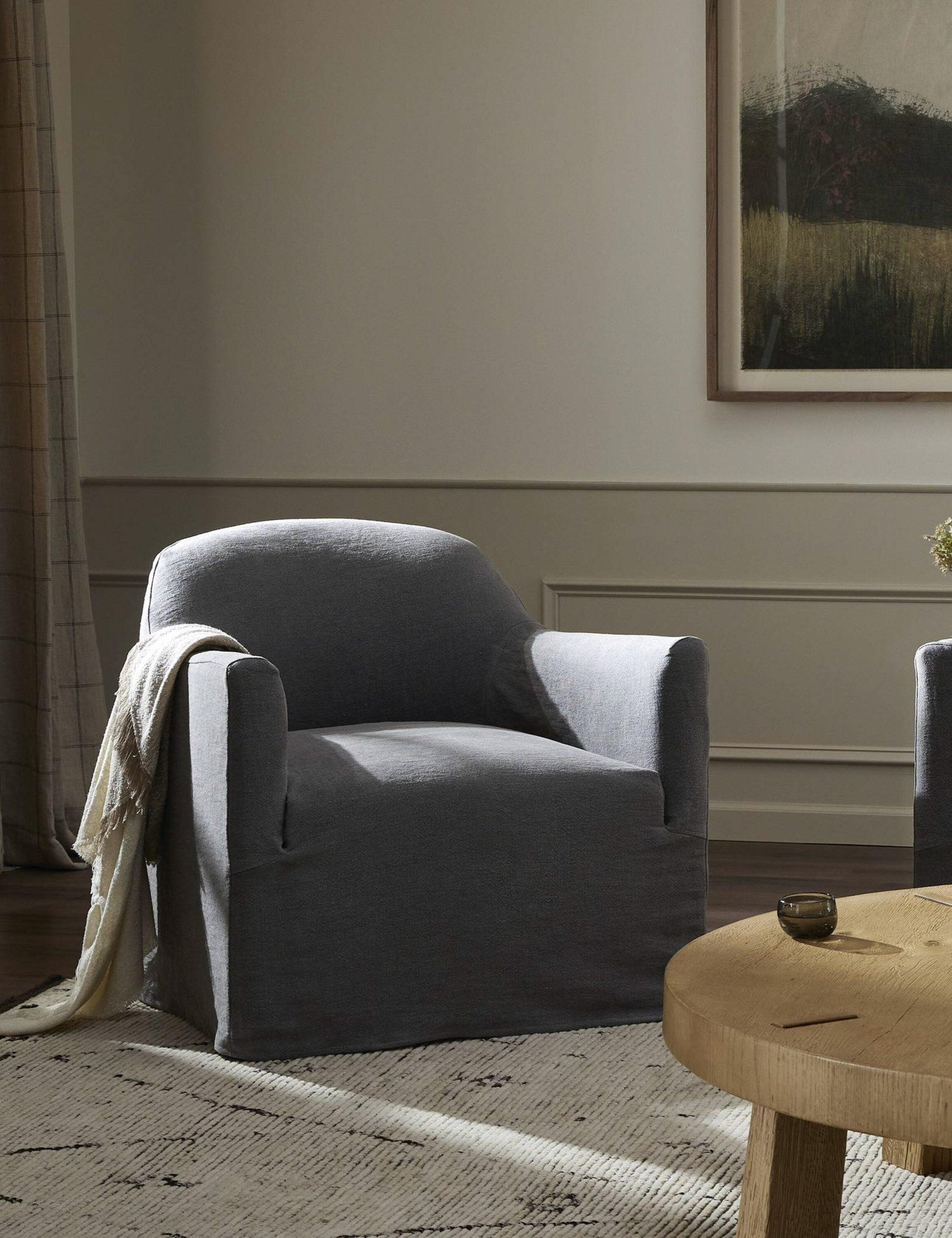 Lowell Slipcover Swivel Chair by Amber Lewis x Four Hands - Denim