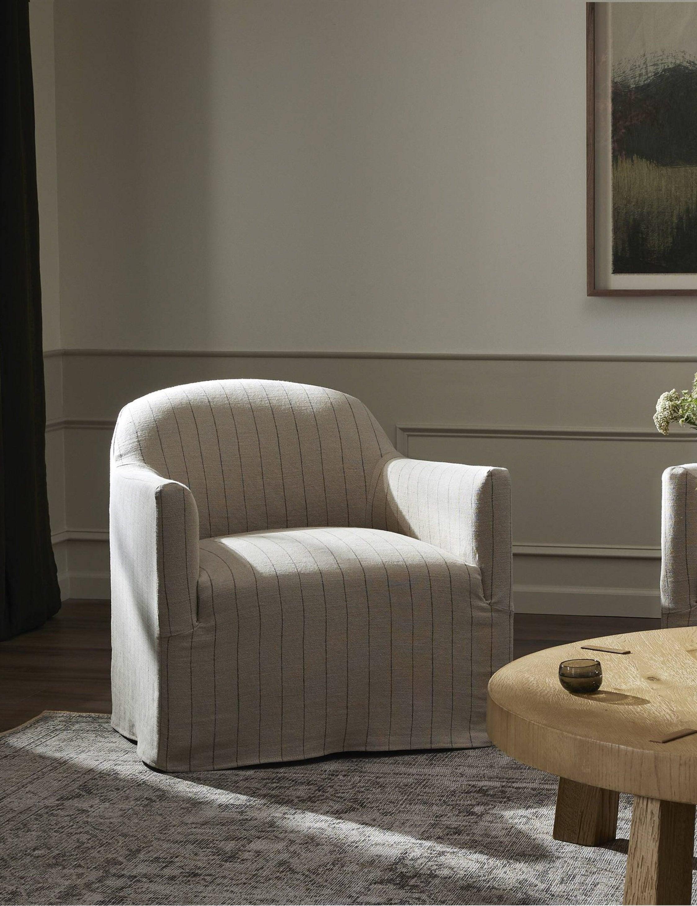 Lowell Slipcover Swivel Chair by Amber Lewis x Four Hands - Flint