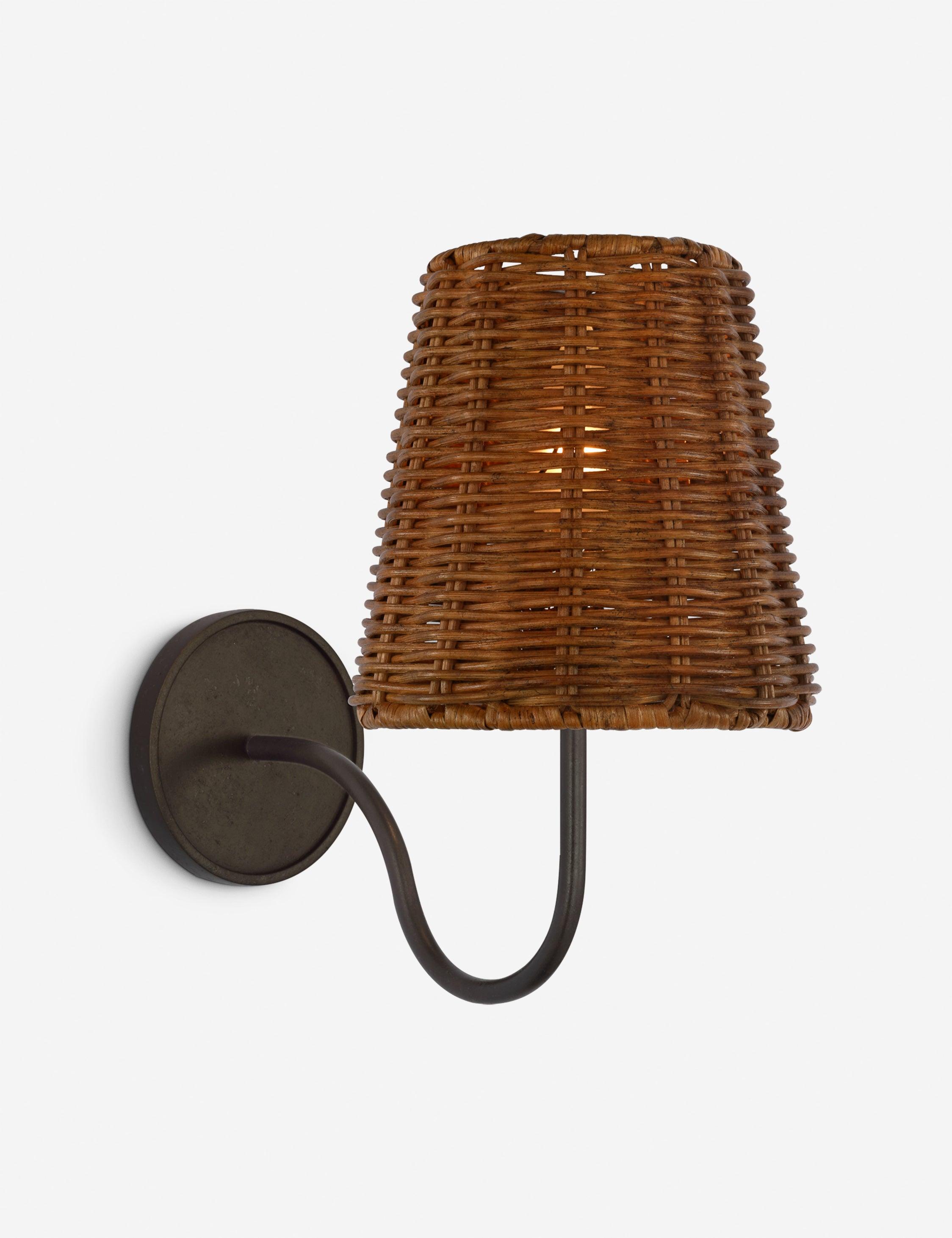Lyndsie Sconce by Amber Lewis - Aged Iron and Dark Wicker