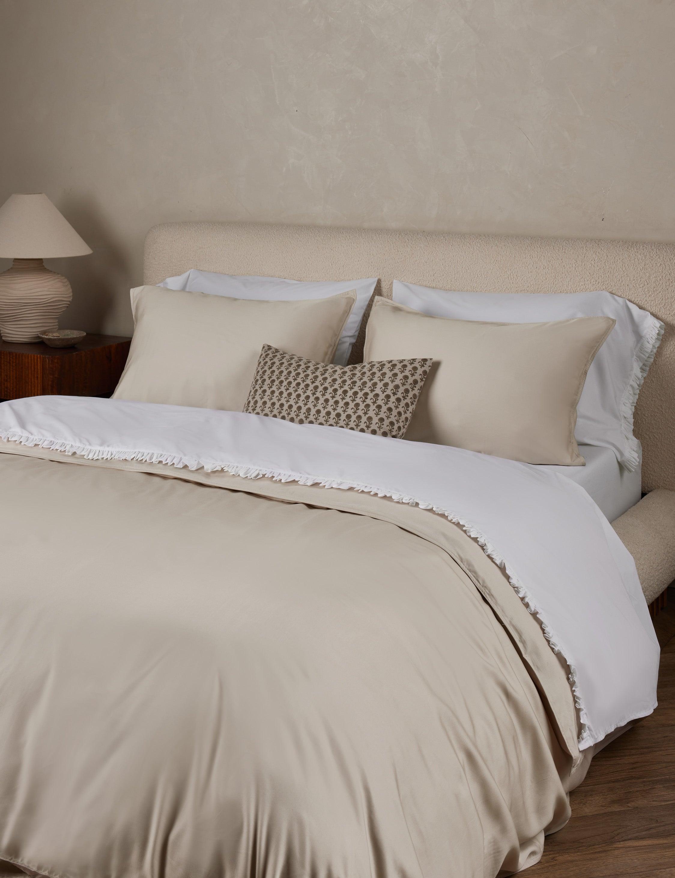 Parker Luxe Bamboo Twin Duvet Set in Sand