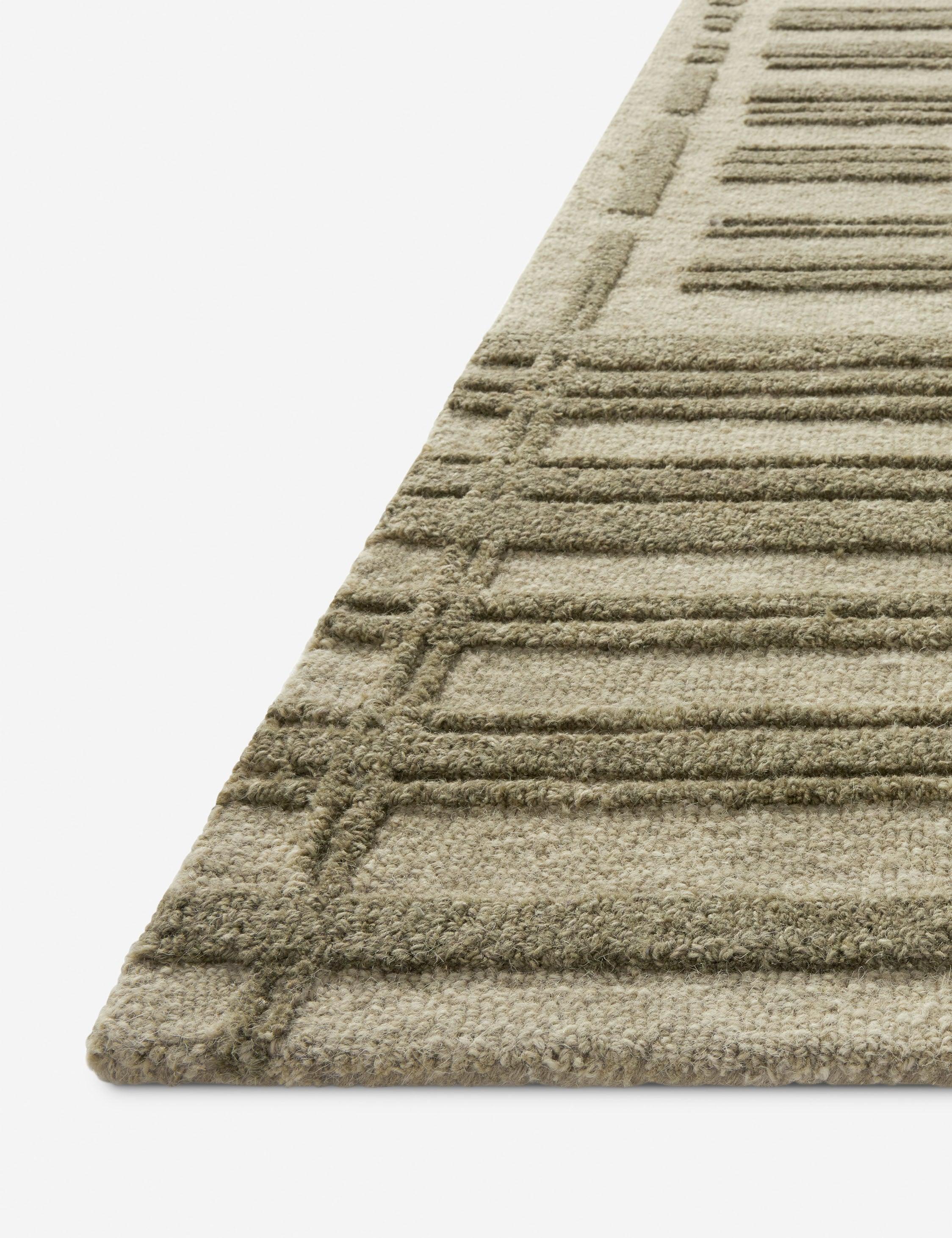 Bradley II Hand-Tufted Wool Rug by Chris Loves Julia x Loloi - Sage and Olive / 2'6" x 7'6" Runner