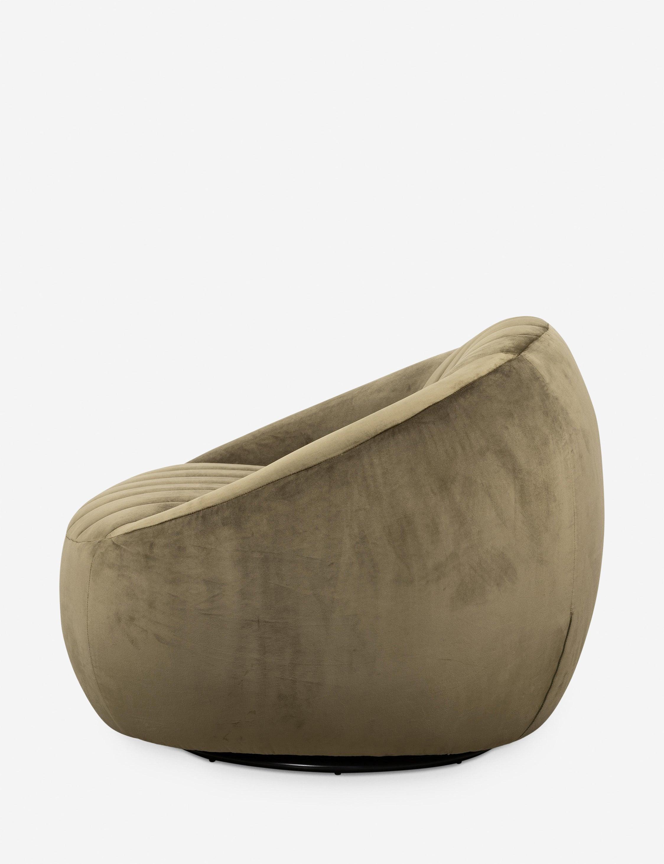 Beatrice Swivel Chair - Olive Velvet