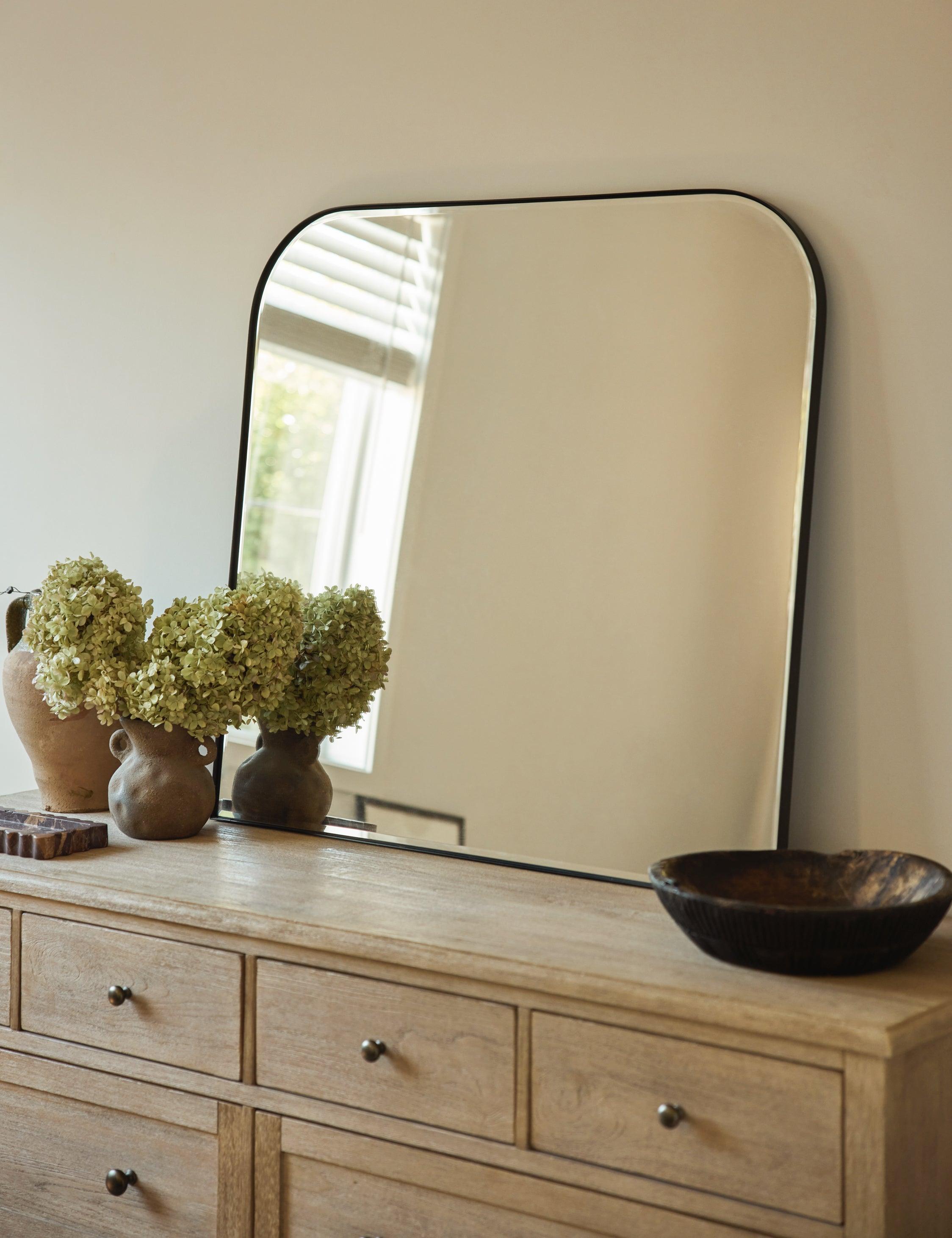 Elegant Matte Black Rectangular Vanity Wall Mirror