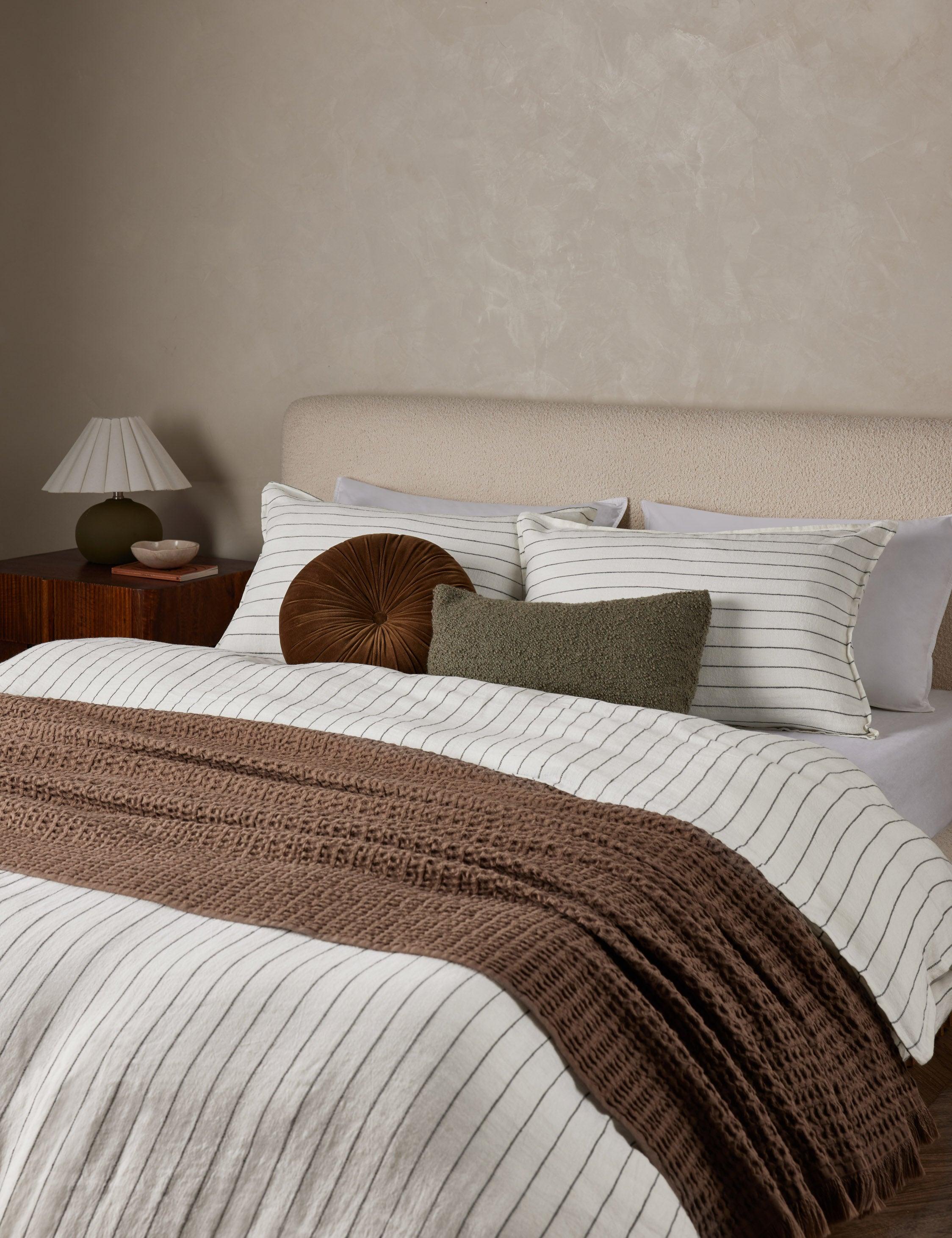 Blake Linen Duvet by Pom Pom at Home - Cream and Gray / Queen