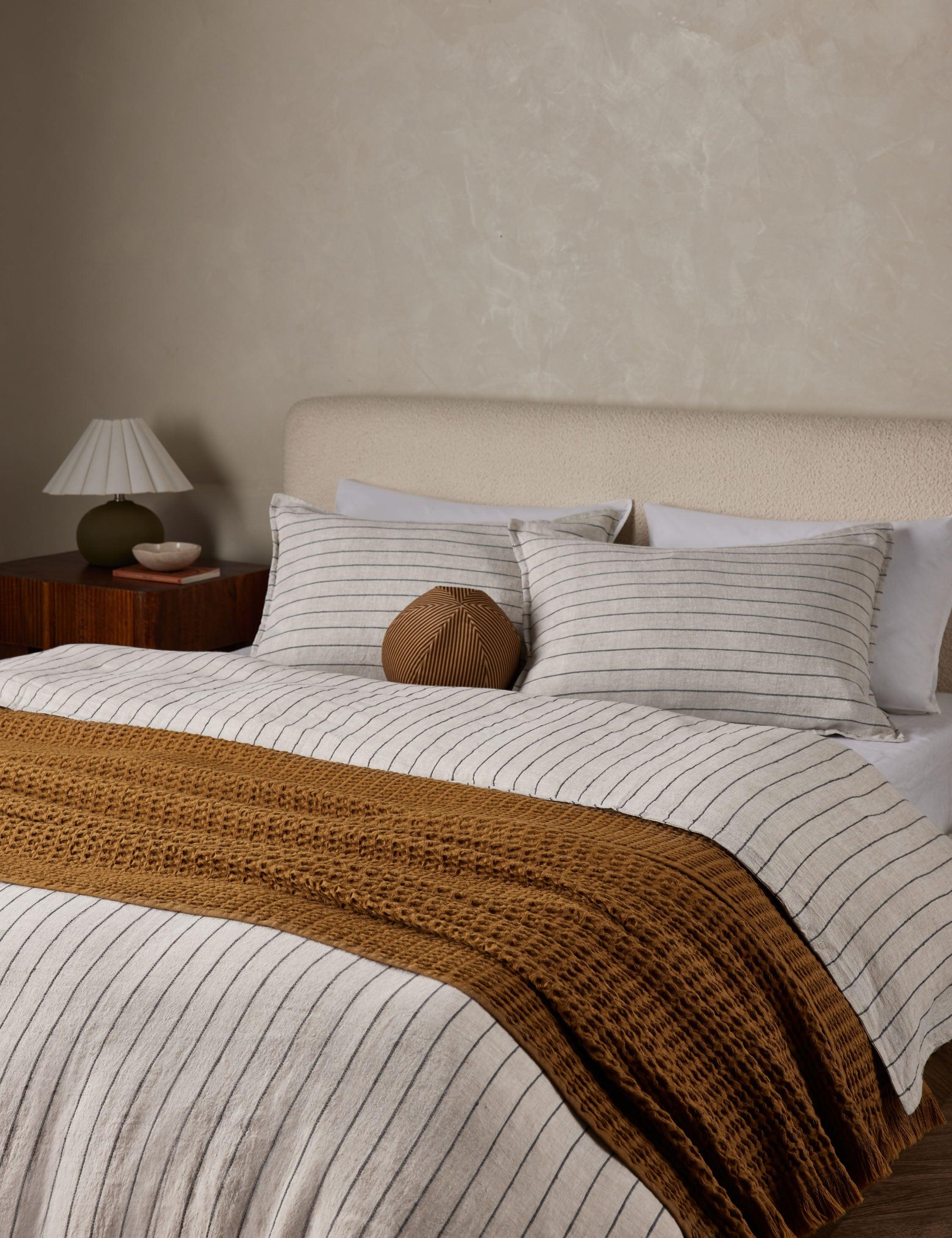 Blake Linen Duvet by Pom Pom at Home - Flax and Midnight / Queen
