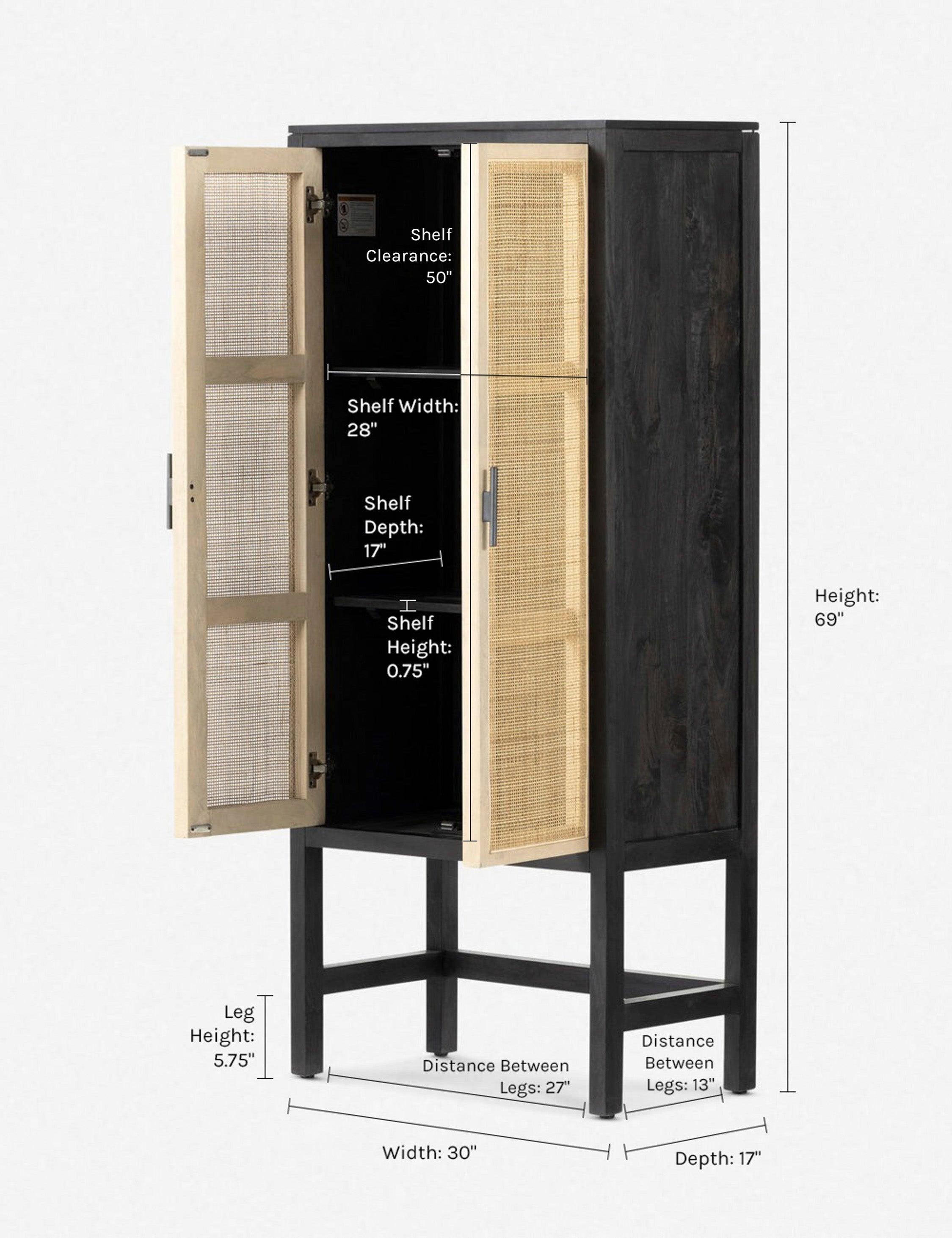 Hannah Narrow Cabinet - Black and Natural