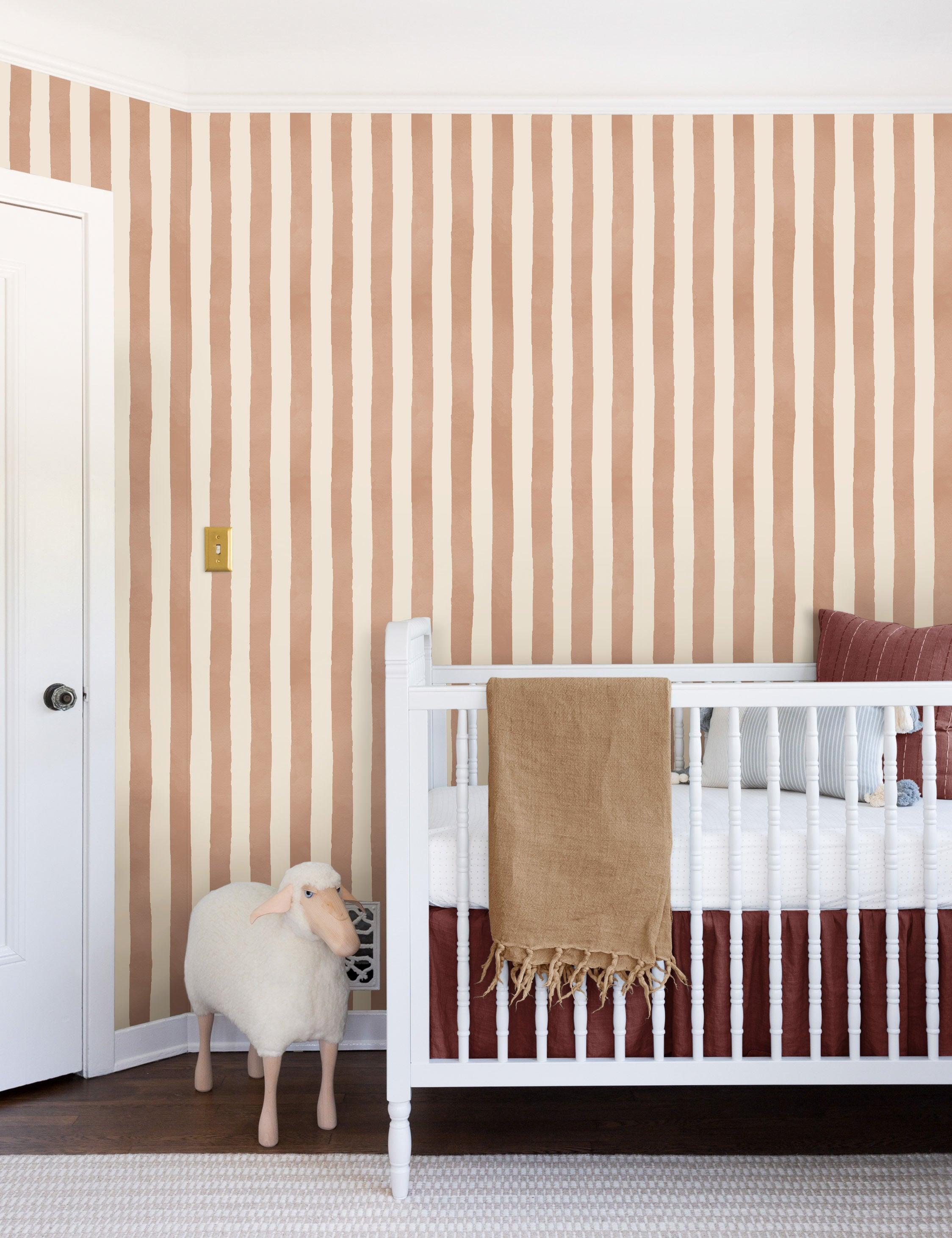 Painterly Stripe Wallpaper by Sarah Sherman Samuel - Blush