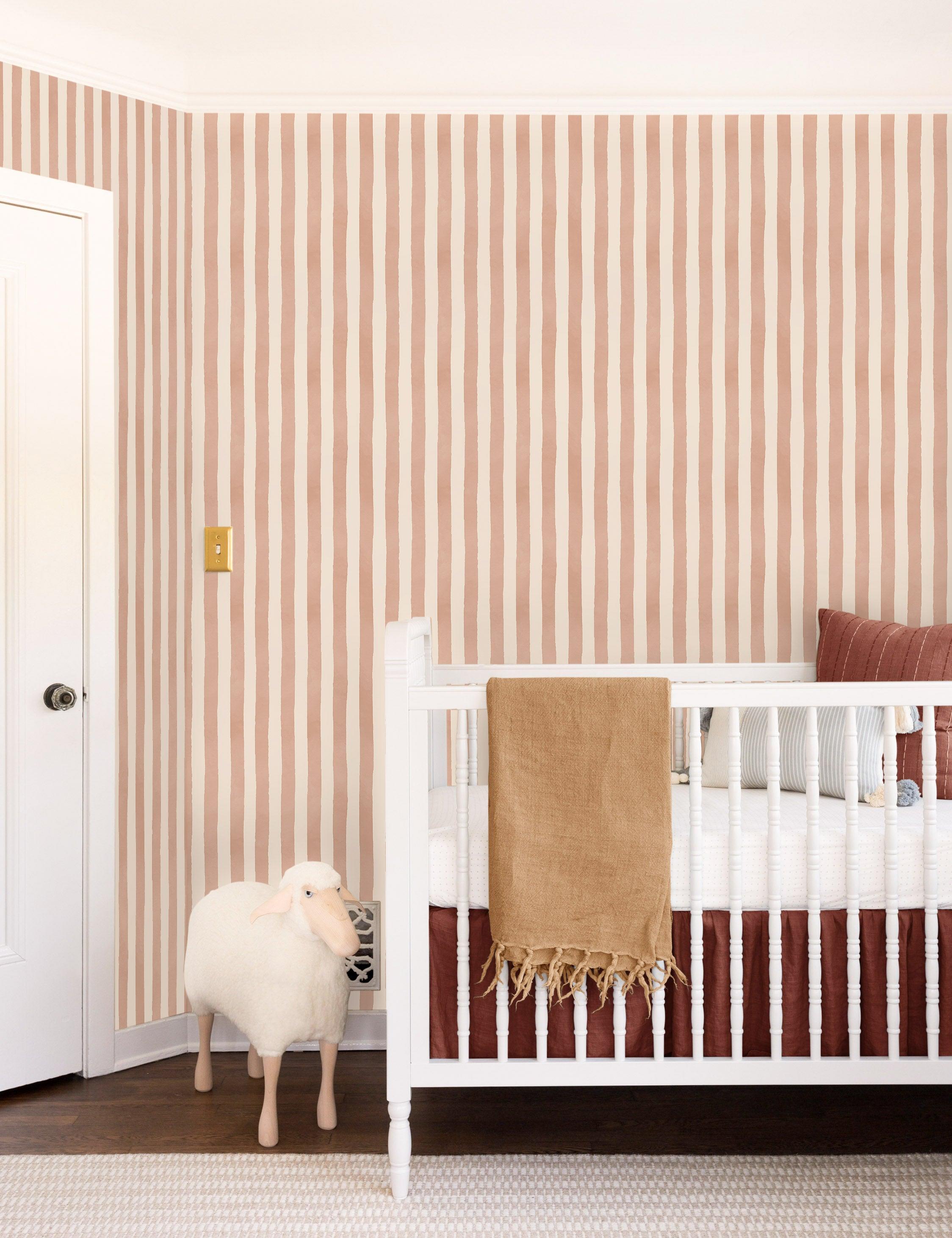 Painterly Stripe Wallpaper by Sarah Sherman Samuel - Blush