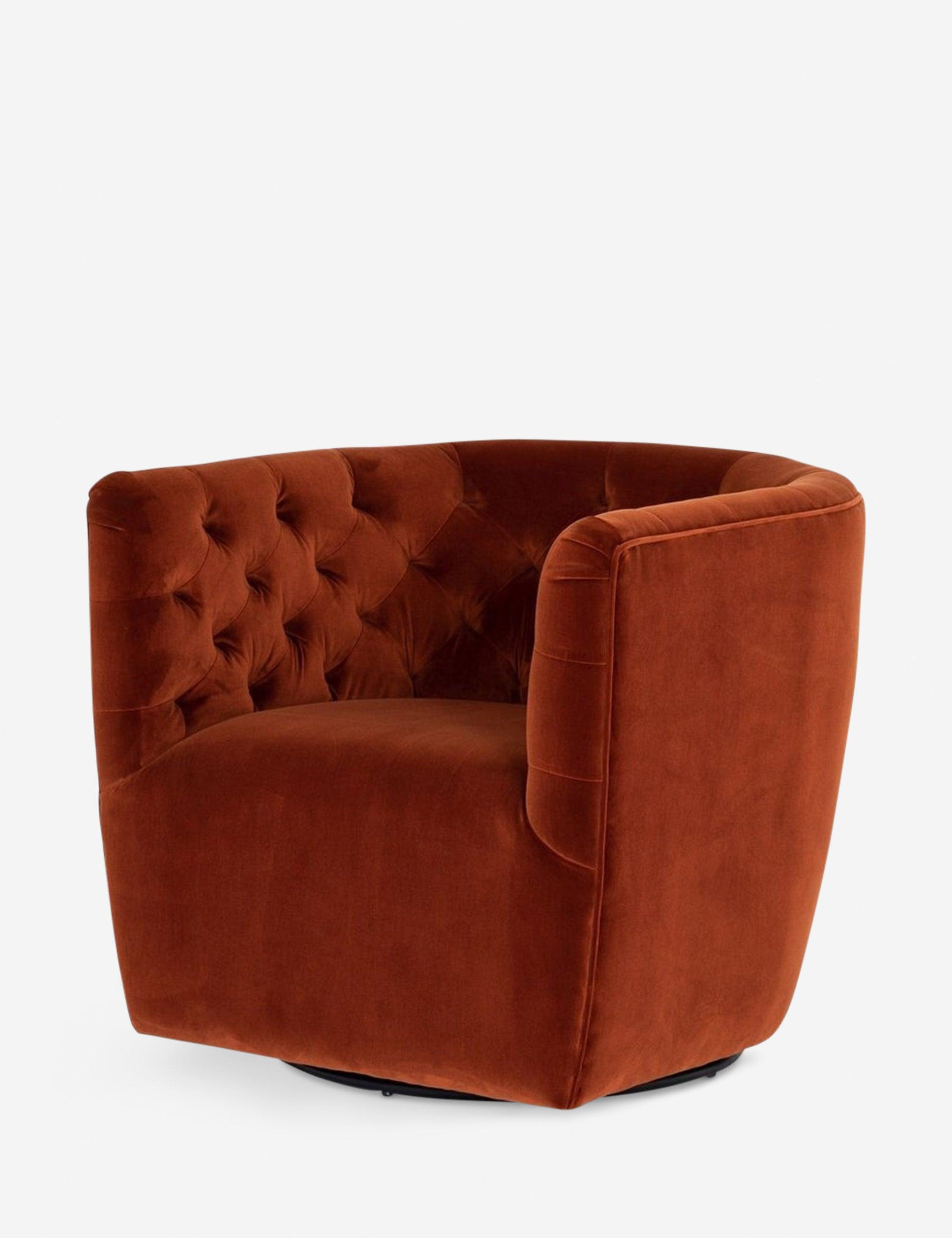 Lilith Swivel Chair - Rust Velvet