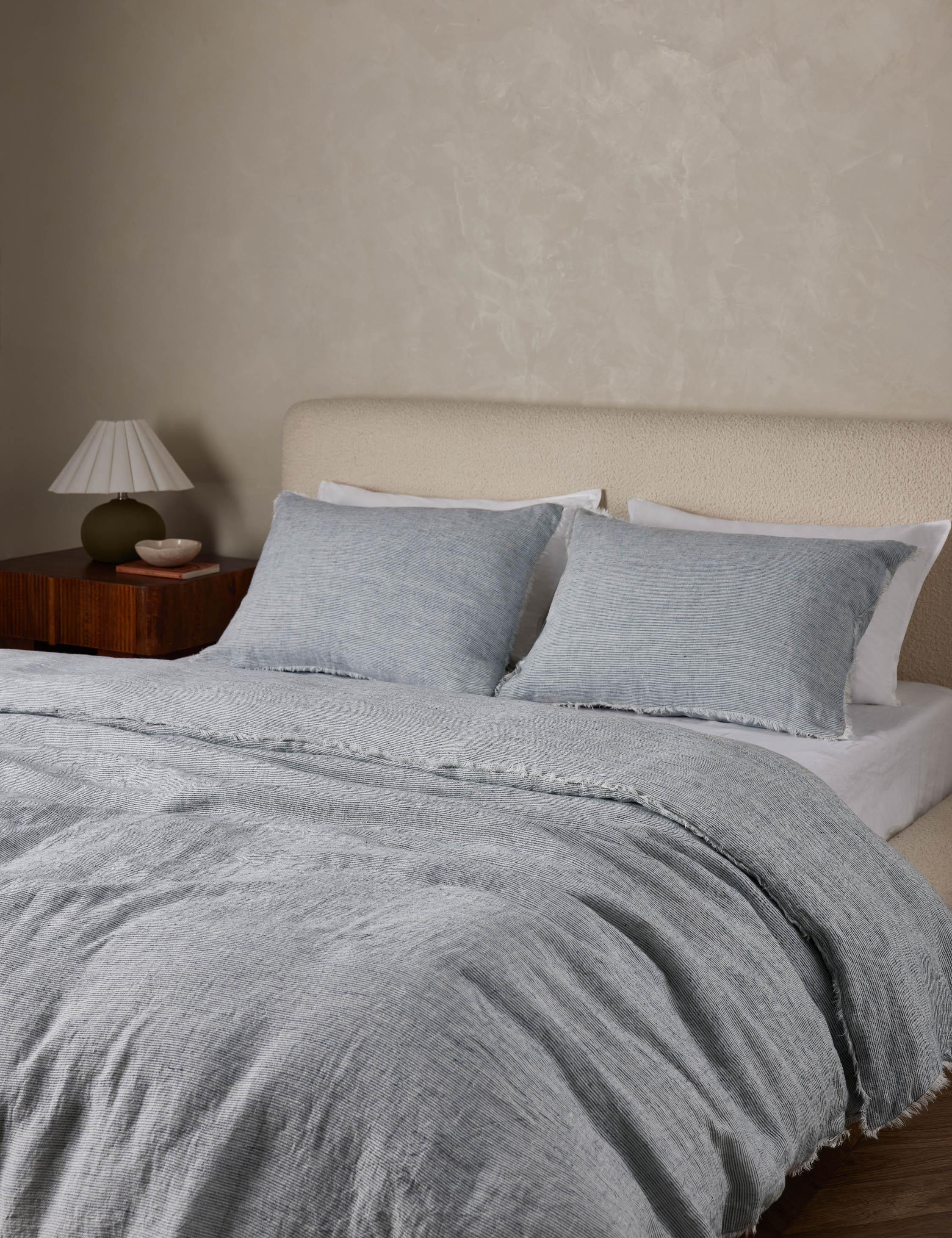 Logan Linen Duvet by Pom Pom at Home - Navy / Queen