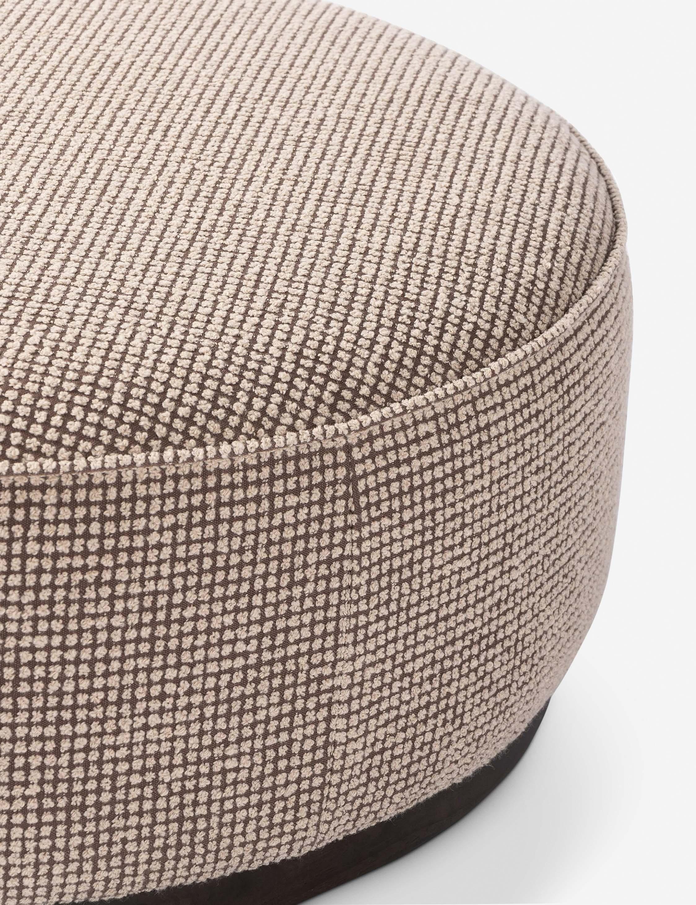 Aldora Round Ottoman - Taupe Weave