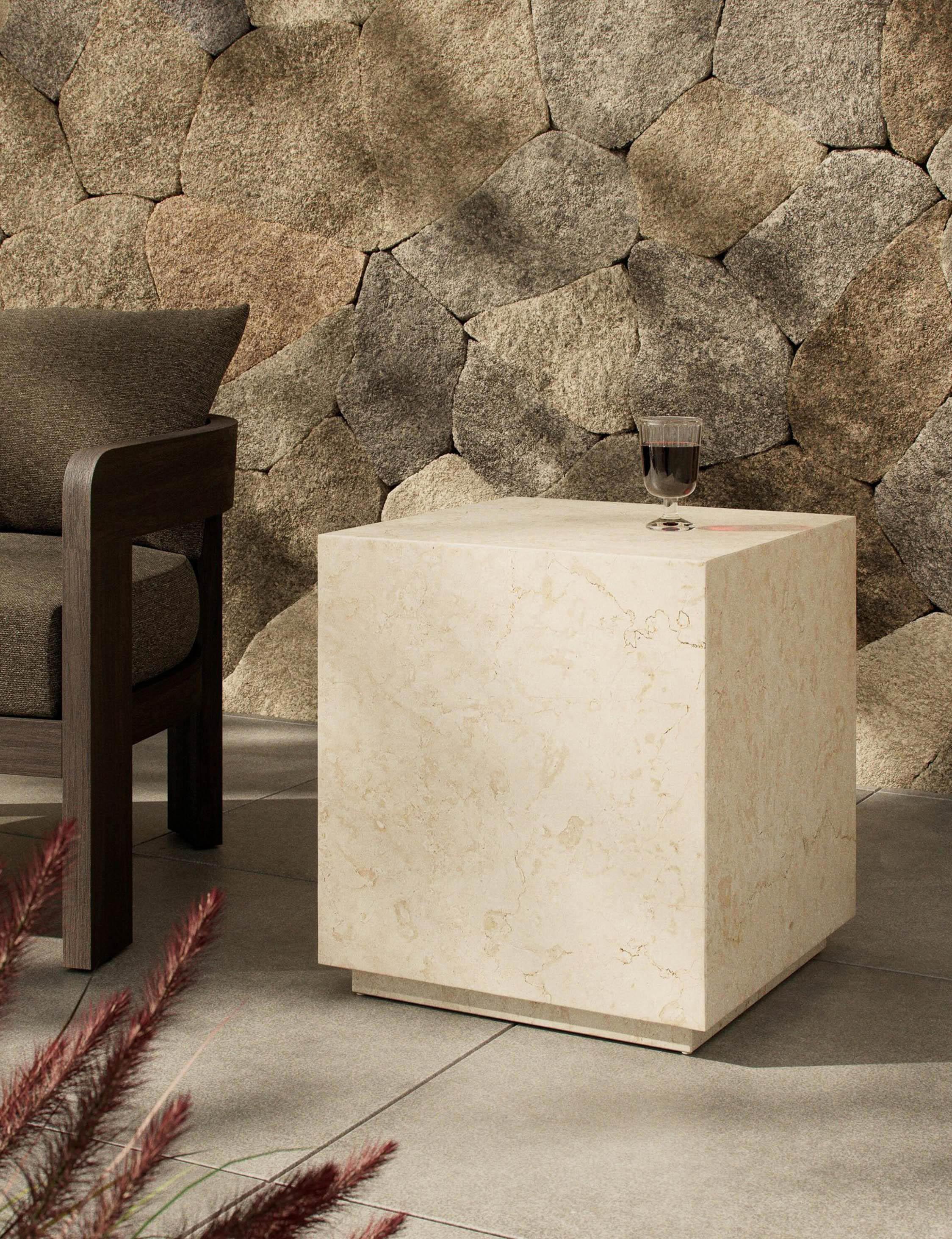 Alber Indoor / Outdoor Side Table - Cream Marble
