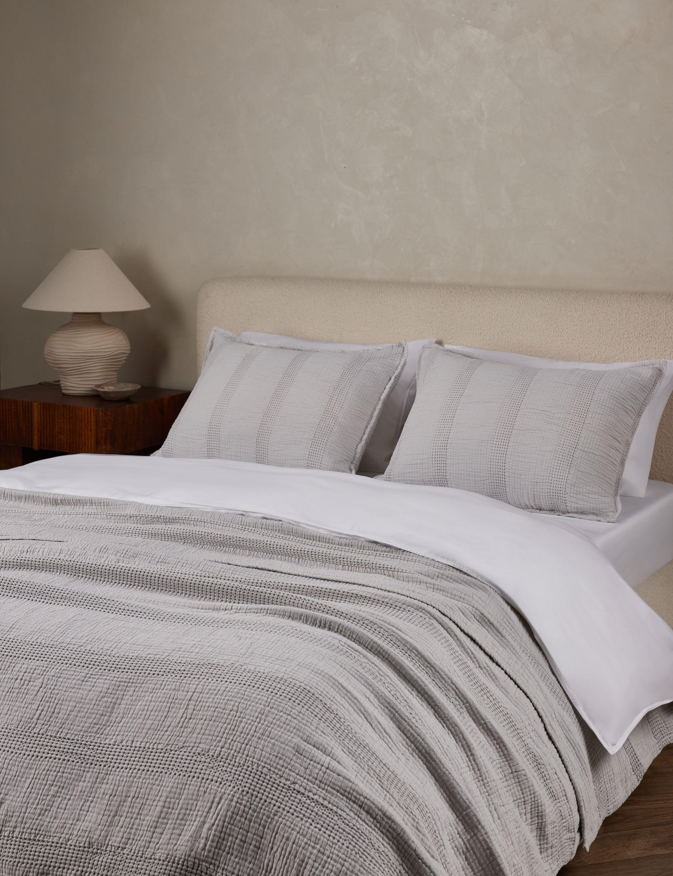 Nantucket Cotton Matelassé Coverlet by Pom Pom at Home - Grey / King