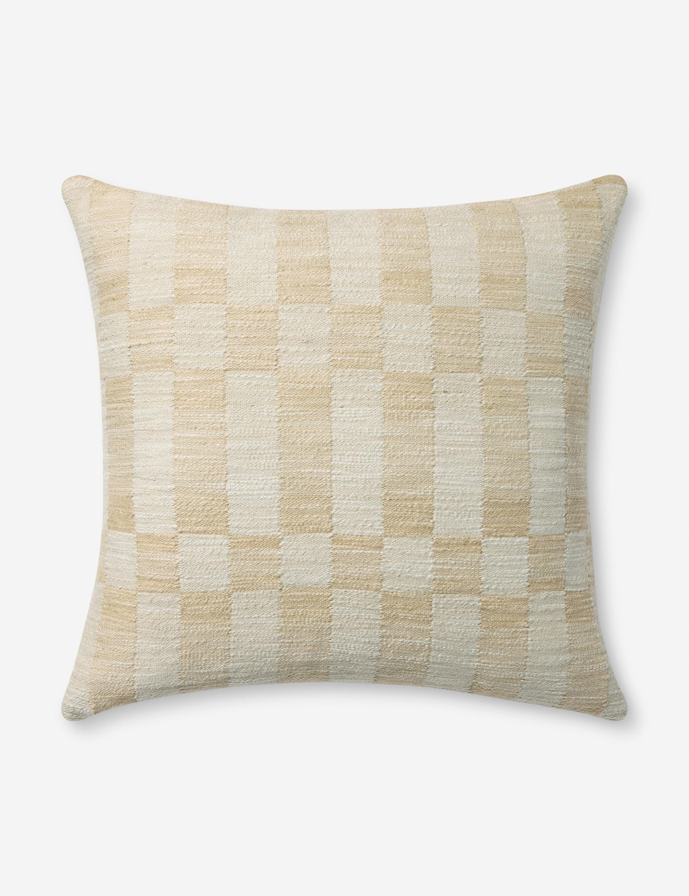 Adams Pillow by Amber Lewis x Loloi - Sand and Ivory / 18" x 18" / Polyester