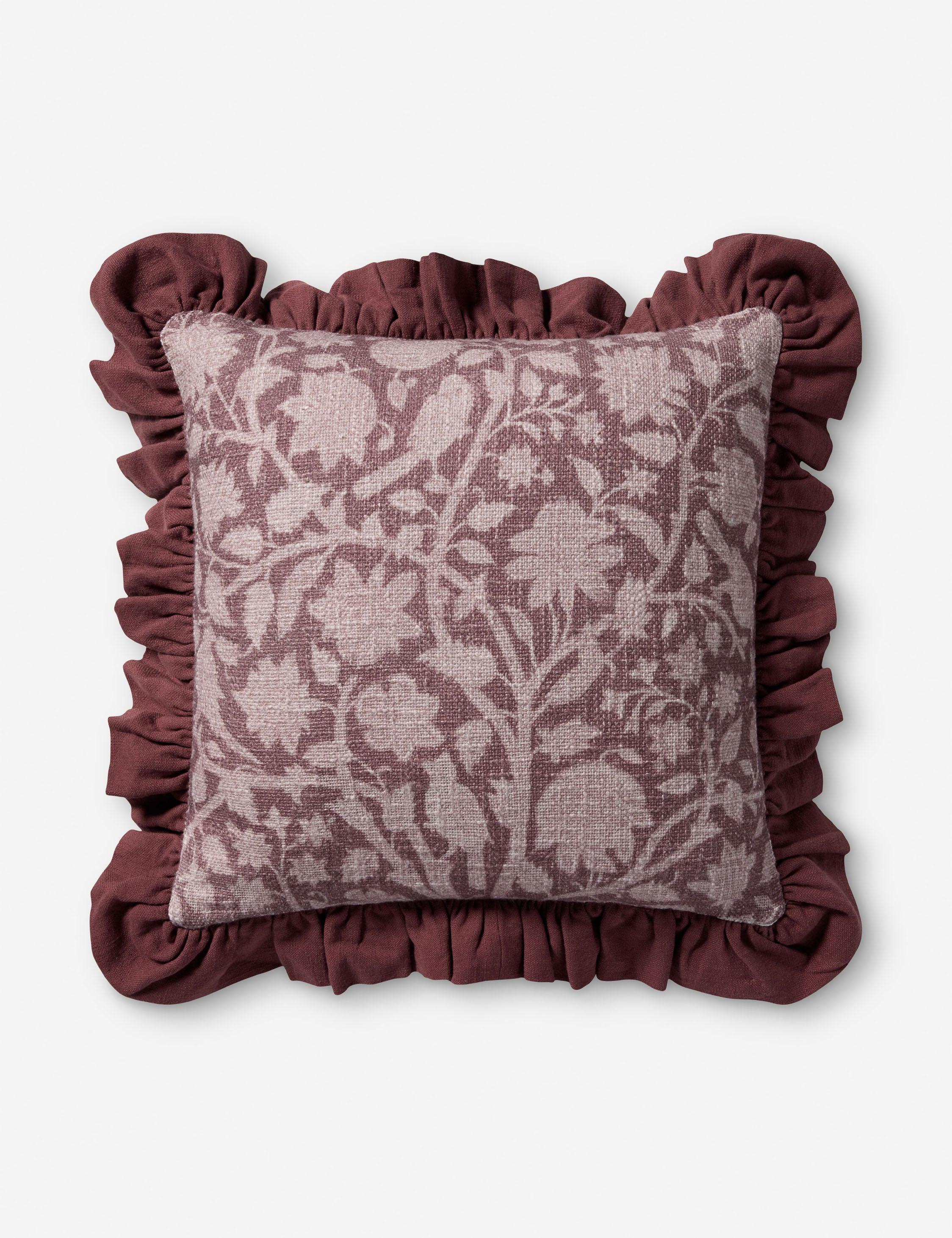 Kathleen Pillow by Chris Loves Julia x Loloi - Wine / 18" x 18" / Polyester